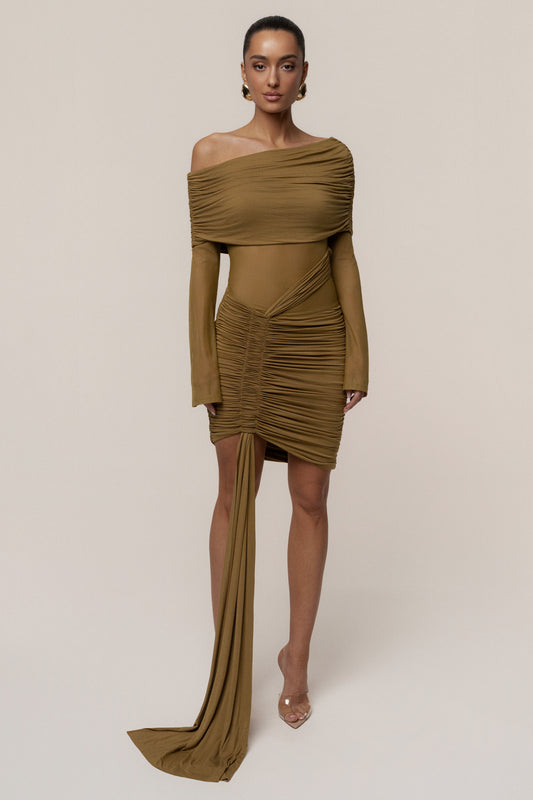 Lime After Hours Drape Dress