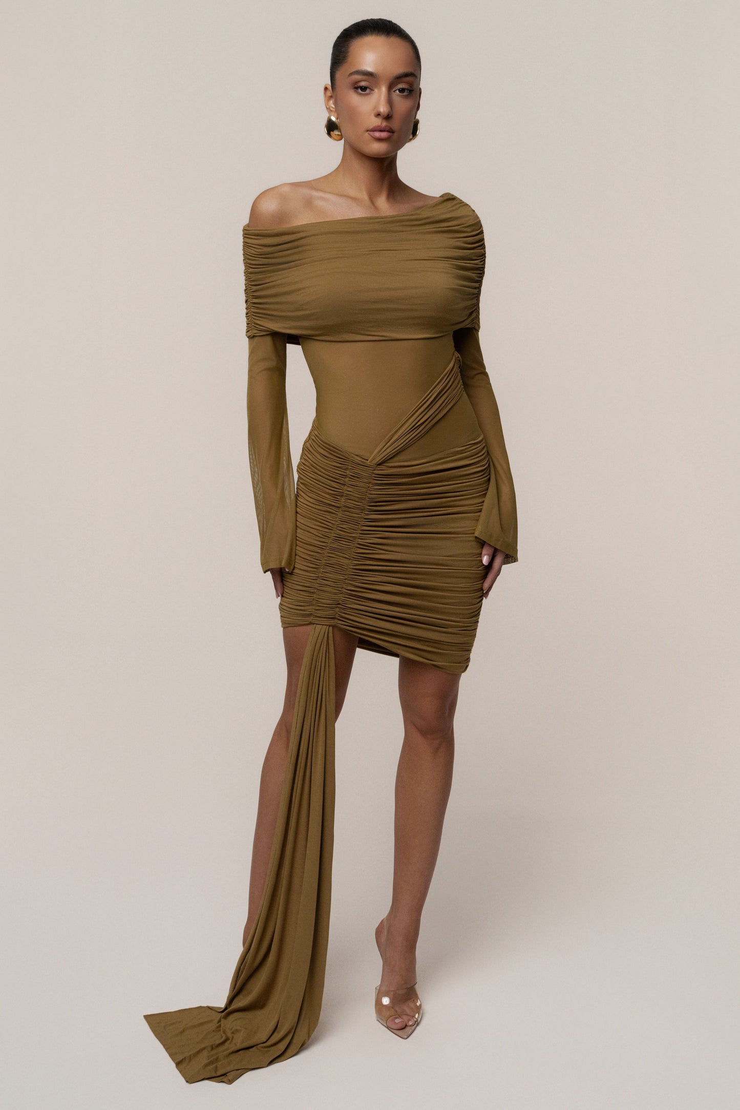Lime After Hours Drape Dress