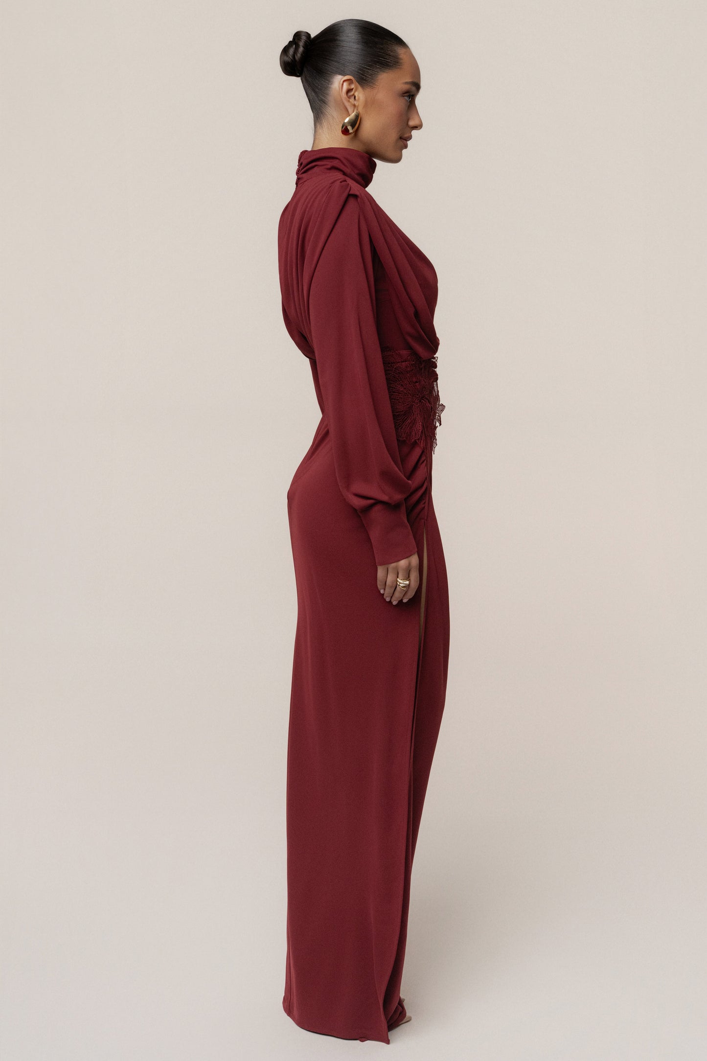 Burgundy Radiance Maxi Gown