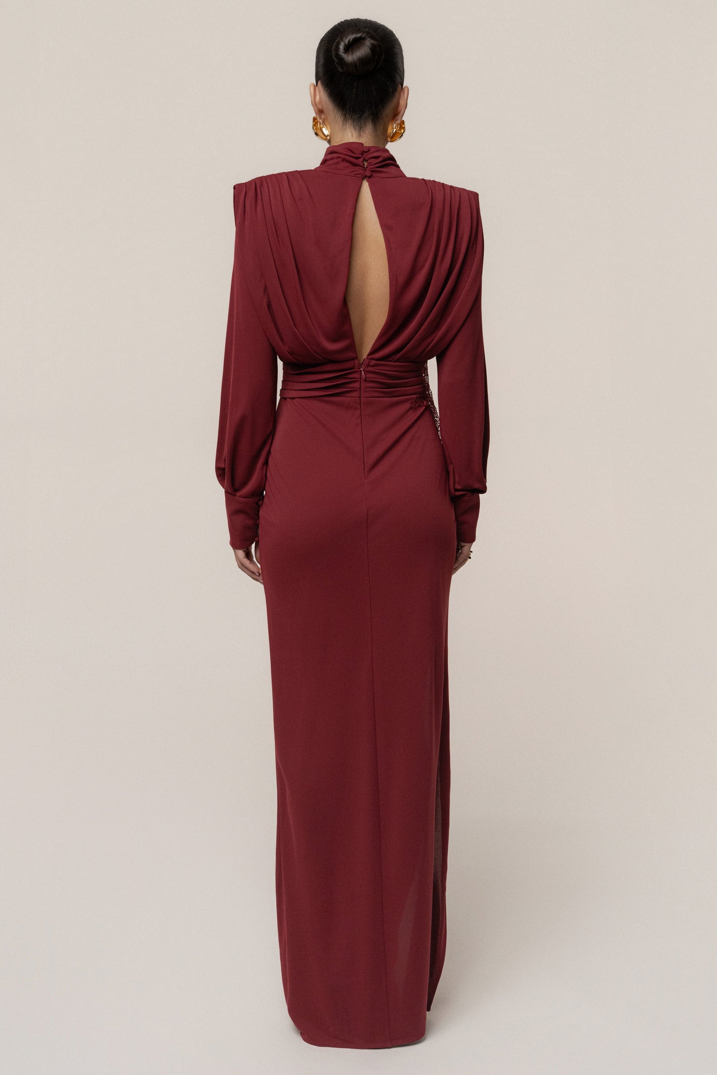Burgundy Radiance Maxi Gown