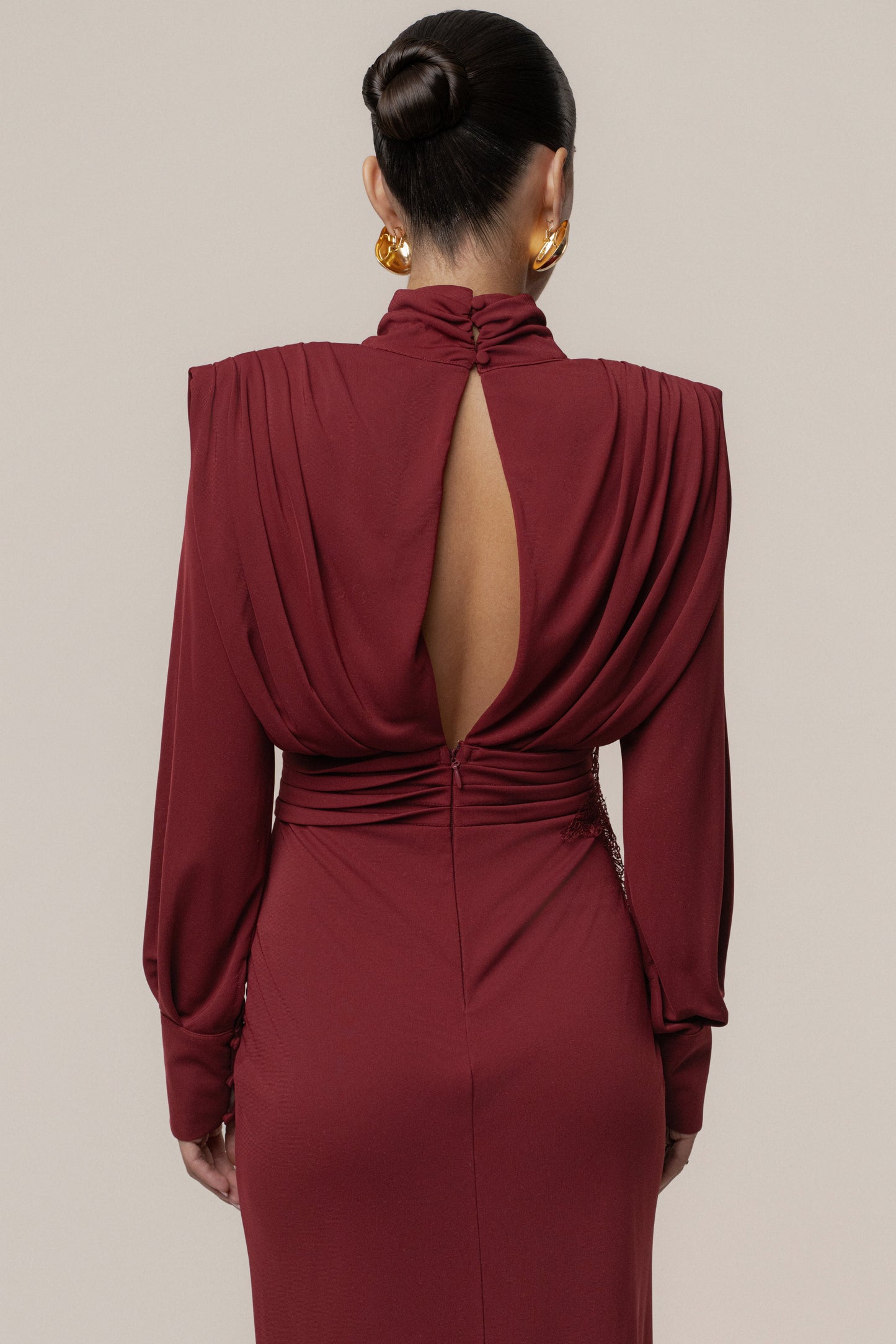 Burgundy Radiance Maxi Gown