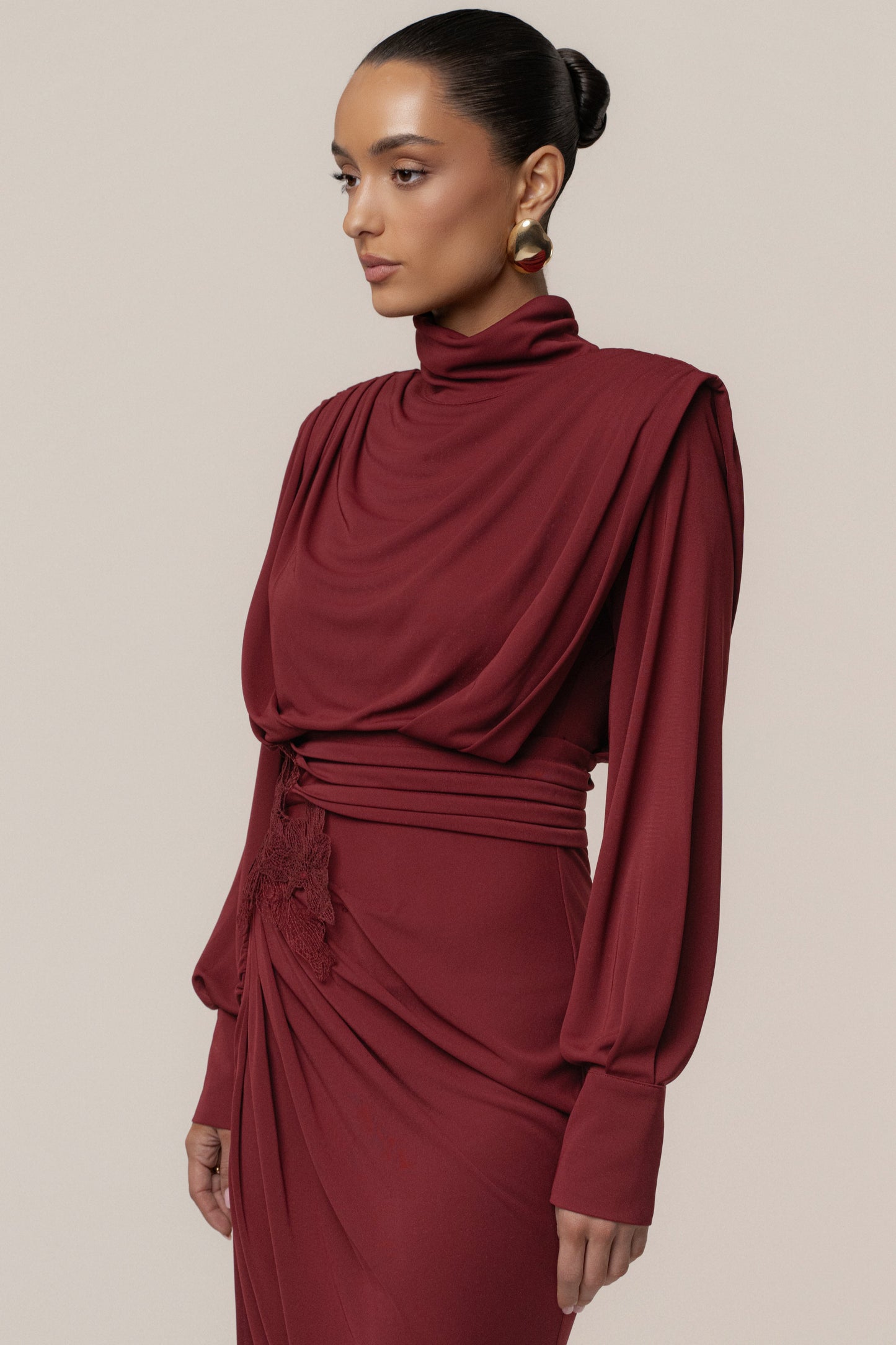 Burgundy Radiance Maxi Gown
