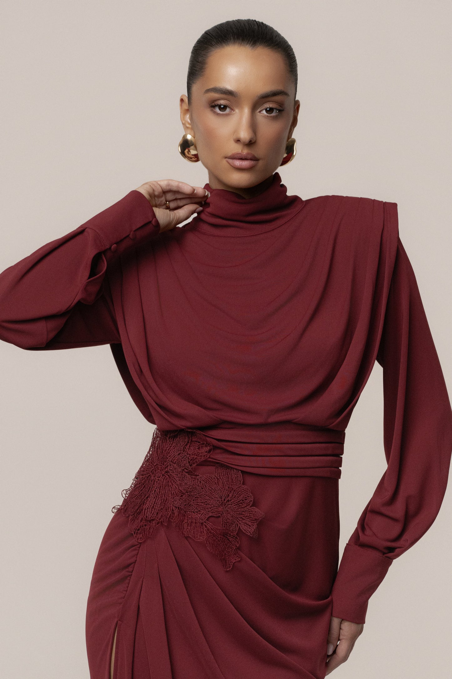 Burgundy Radiance Maxi Gown