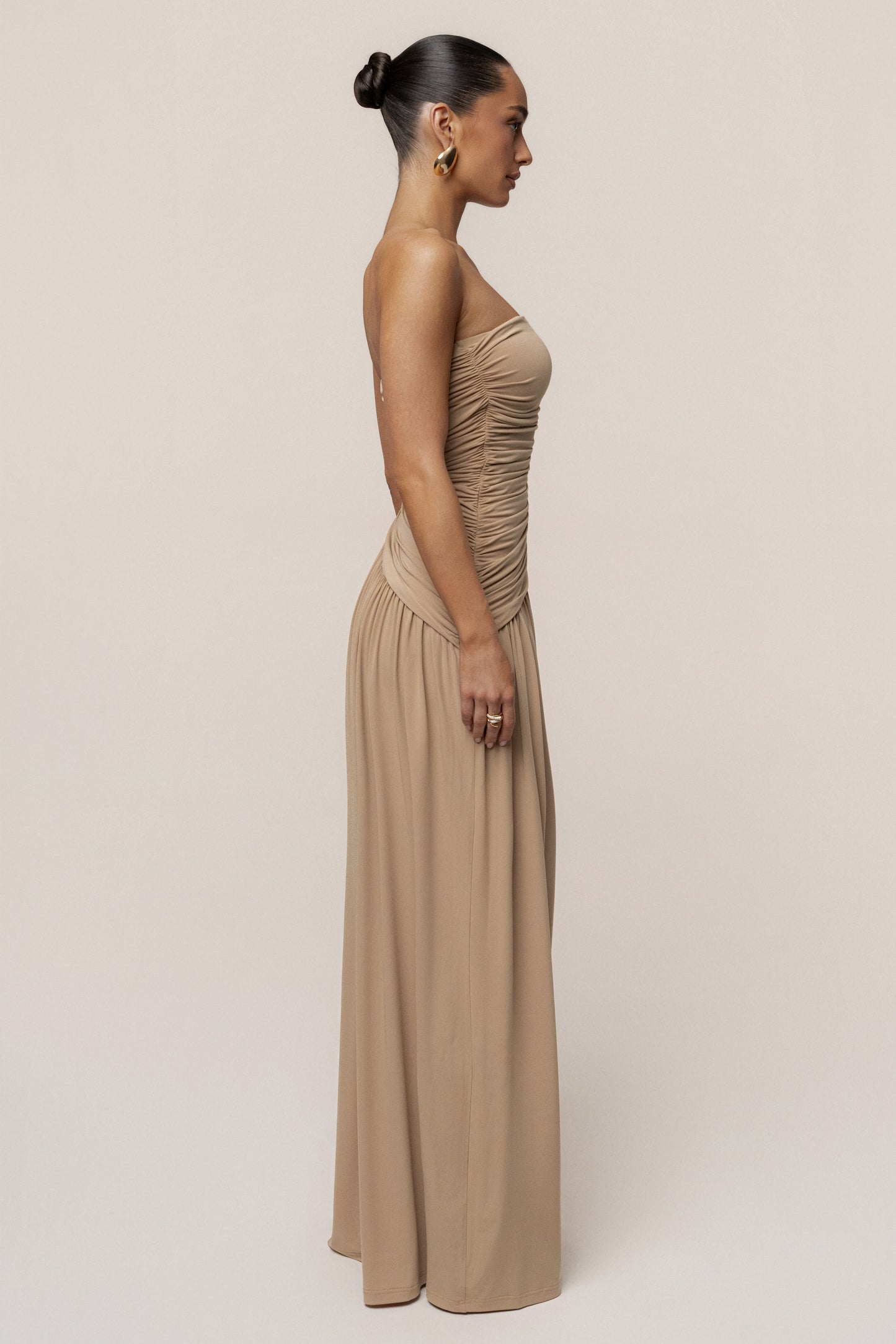 Beige Vision Of Elegance Maxi Dress