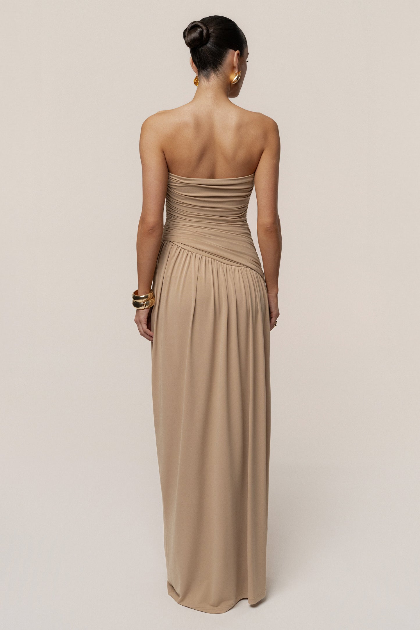 Beige Vision Of Elegance Maxi Dress
