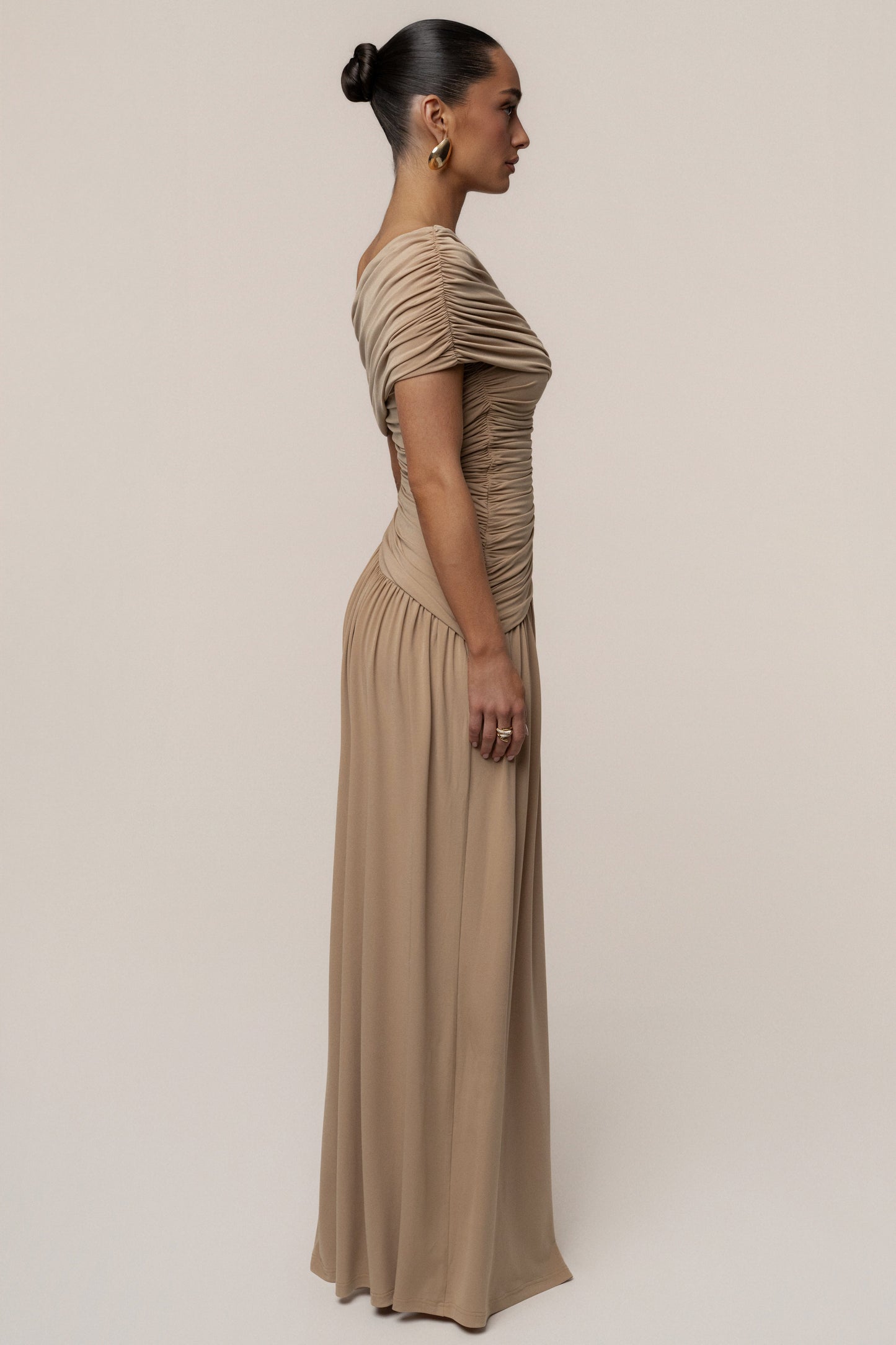 Beige Vision Of Elegance Maxi Dress