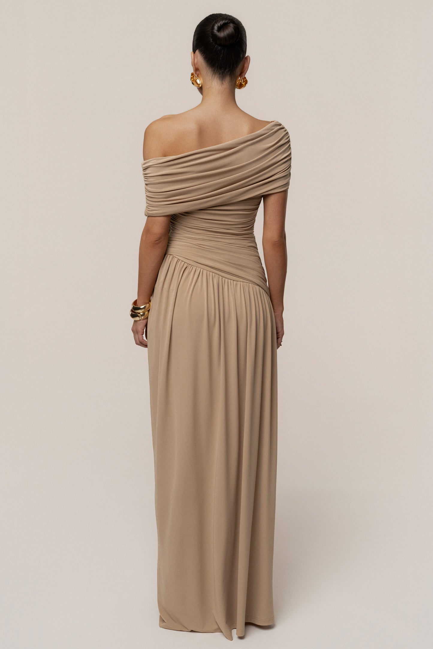 Beige Vision Of Elegance Maxi Dress