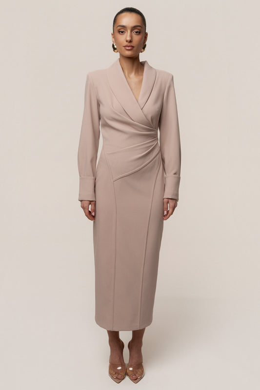 Taupe Manifest Blazer Midi Dress