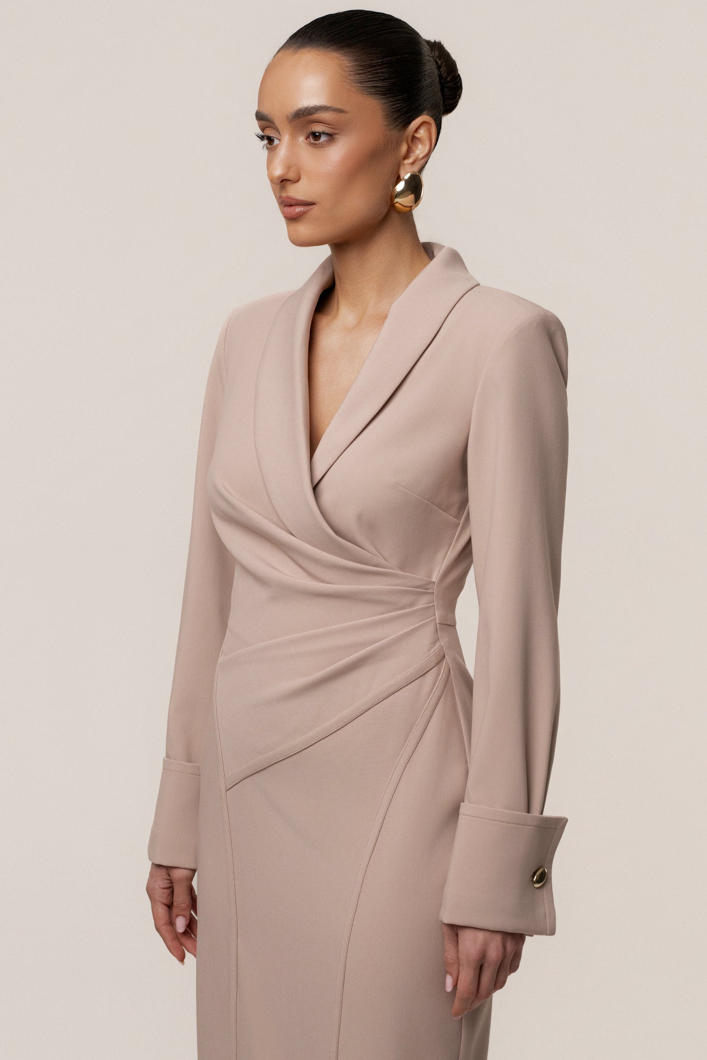 Taupe Manifest Blazer Midi Dress