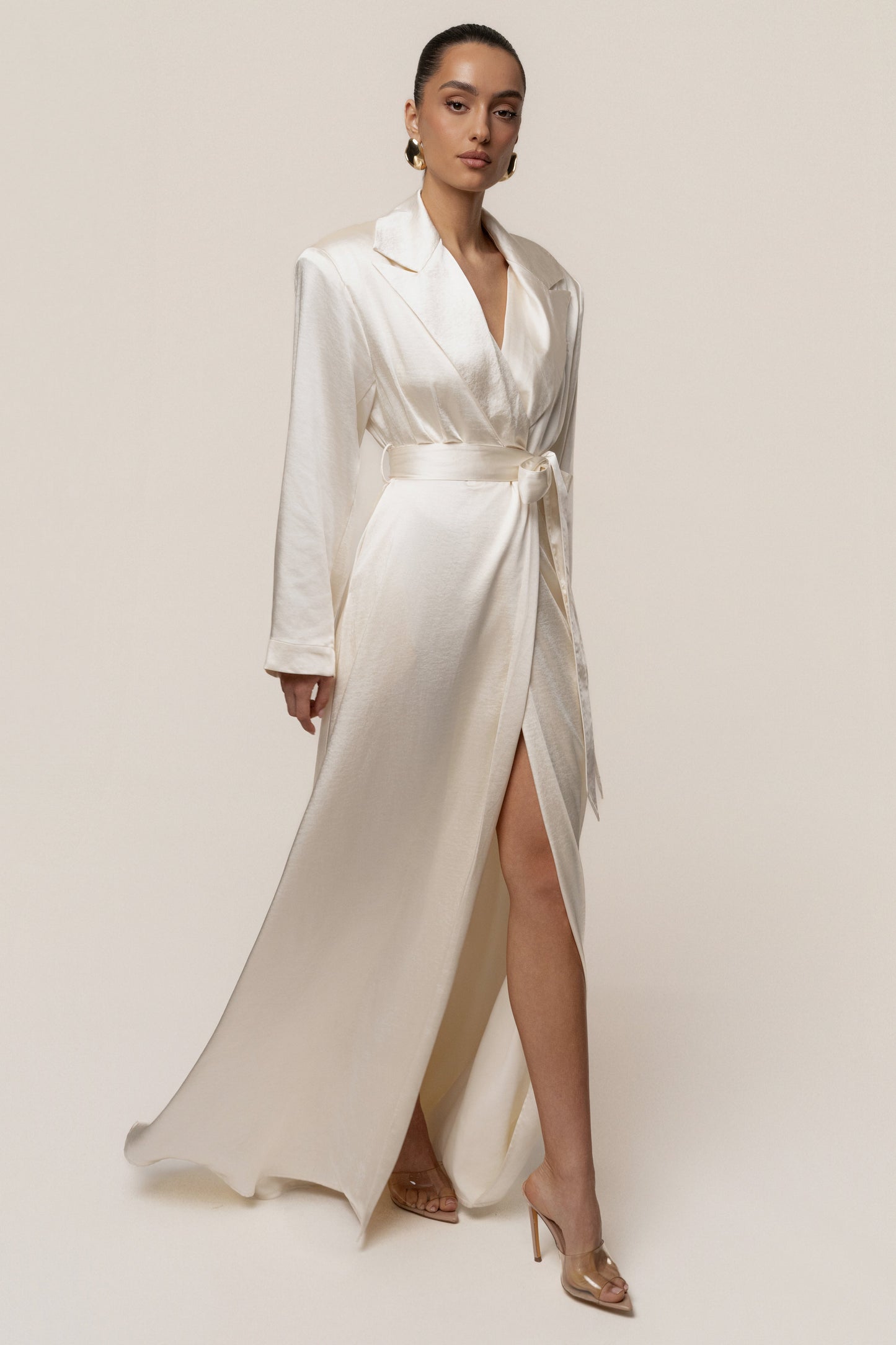 Ivory Satin Embrace Maxi Dress