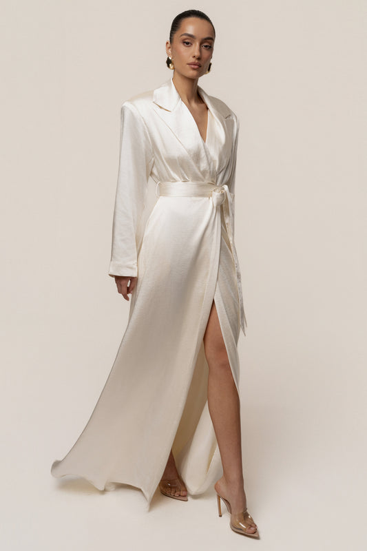 Ivory Satin Embrace Maxi Dress