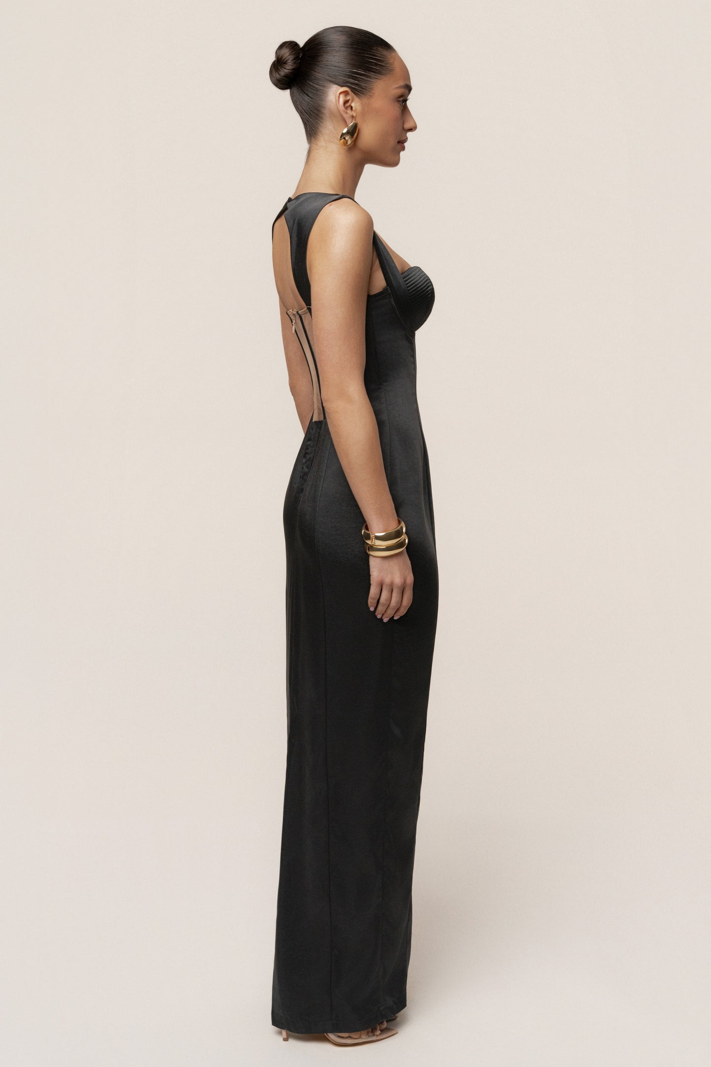 Black Amour Satin Maxi Dress