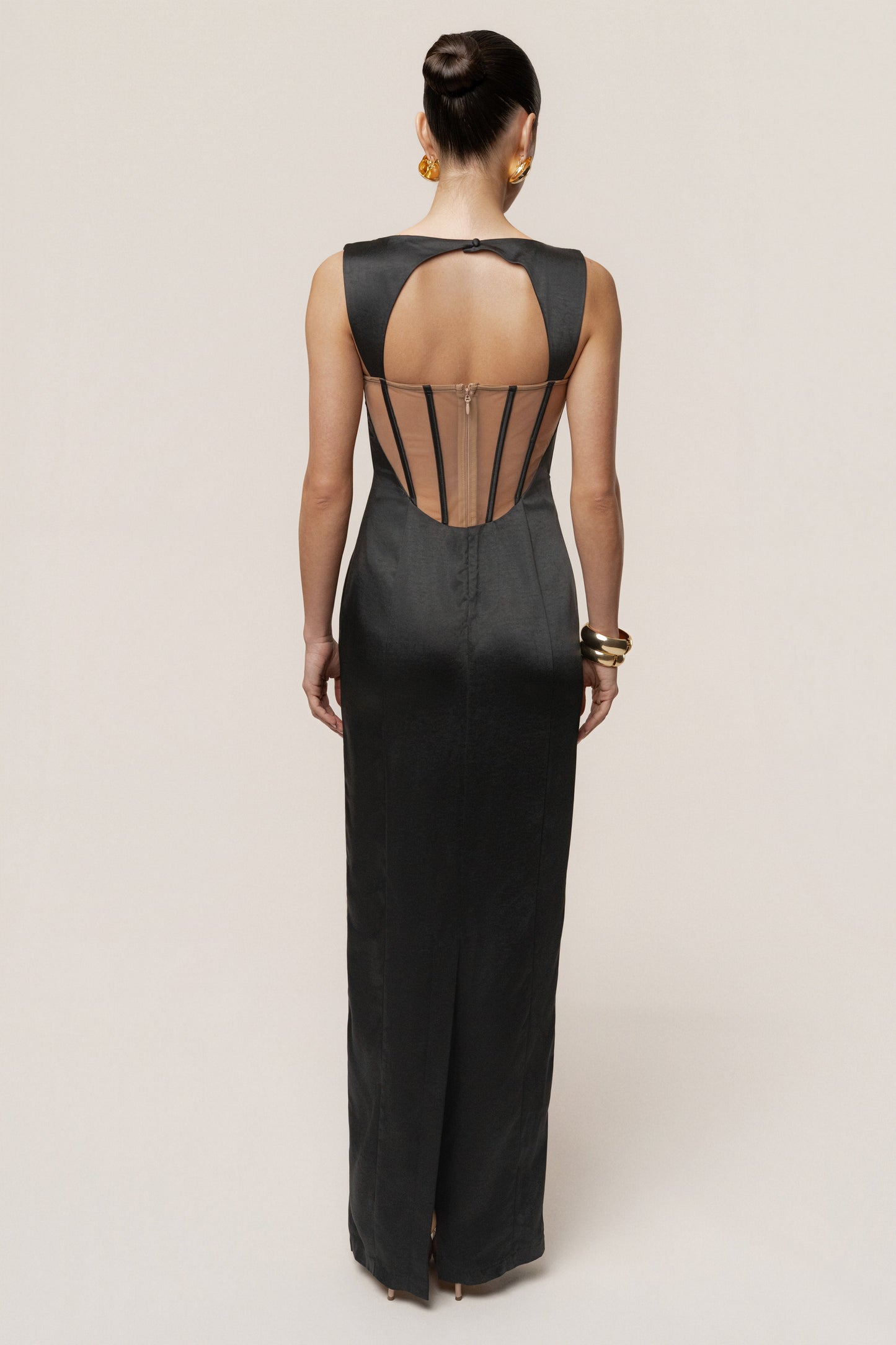 Black Amour Satin Maxi Dress