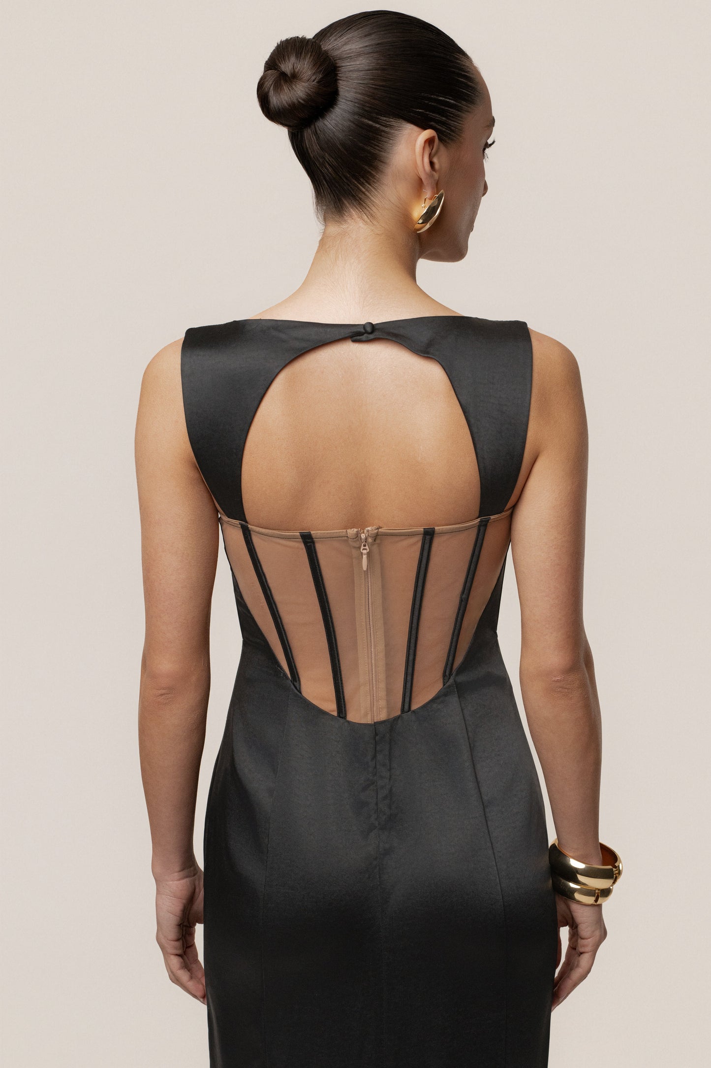 Black Amour Satin Maxi Dress
