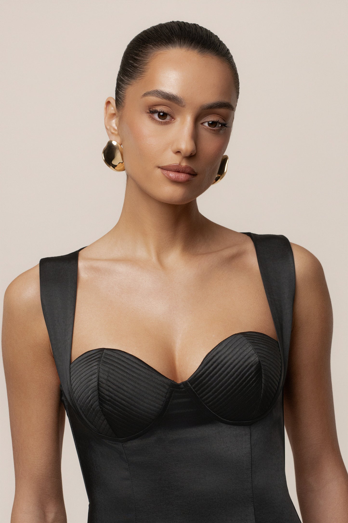 Black Amour Satin Maxi Dress