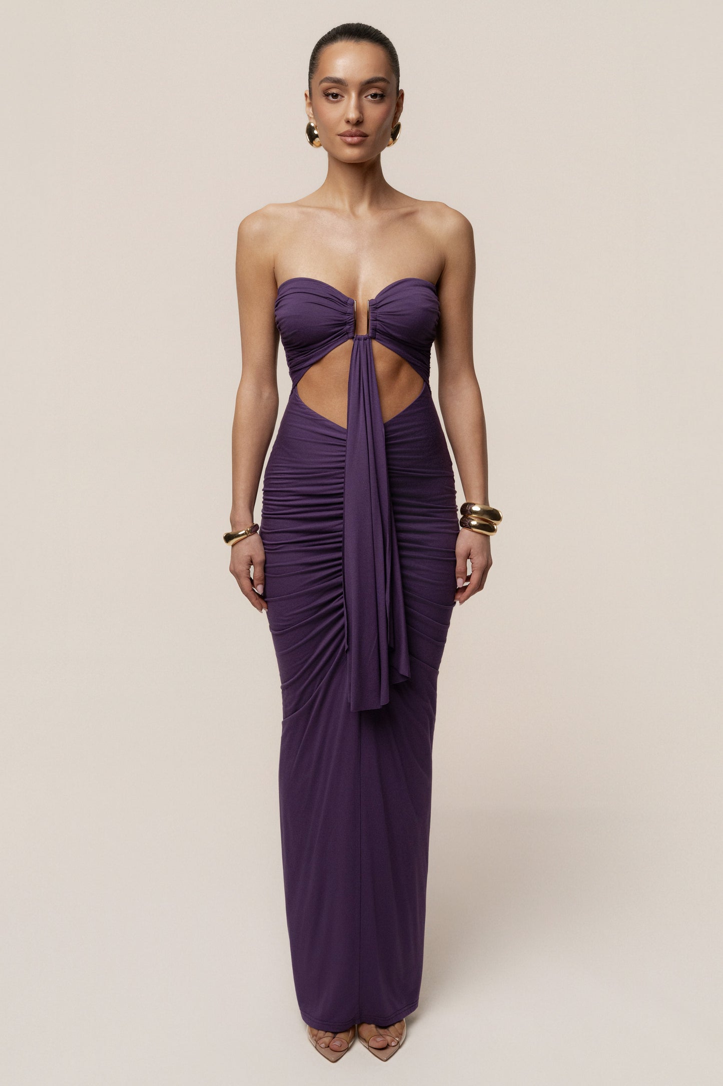 Purple Atlantis Drape Maxi Dress