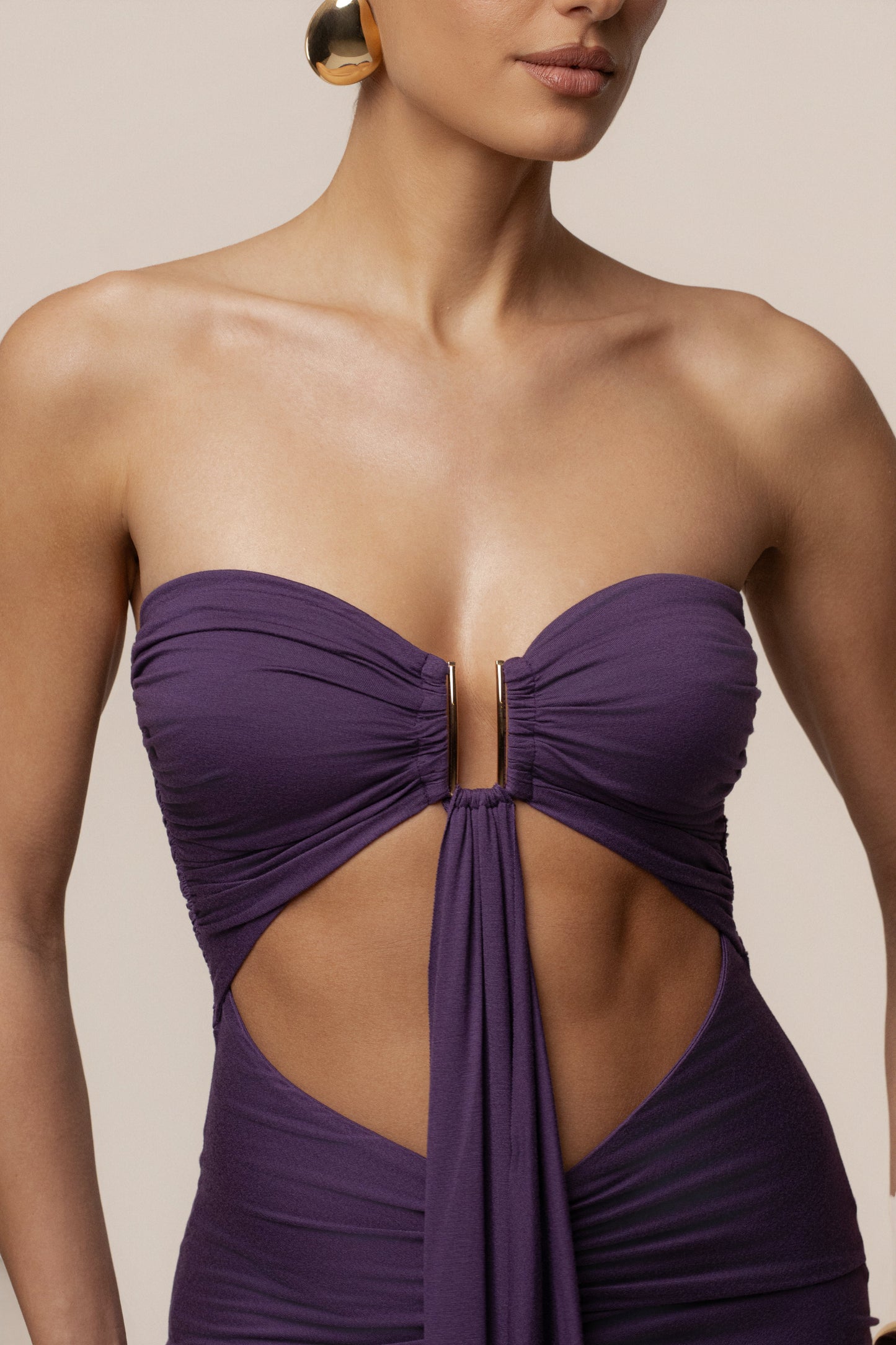 Purple Atlantis Drape Maxi Dress