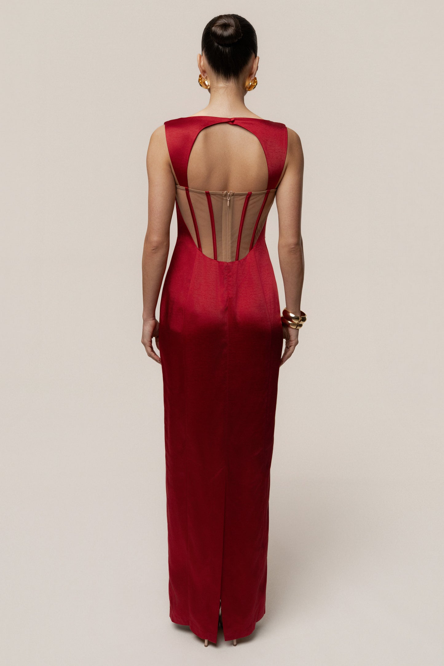 Red Amour Satin Maxi Dress
