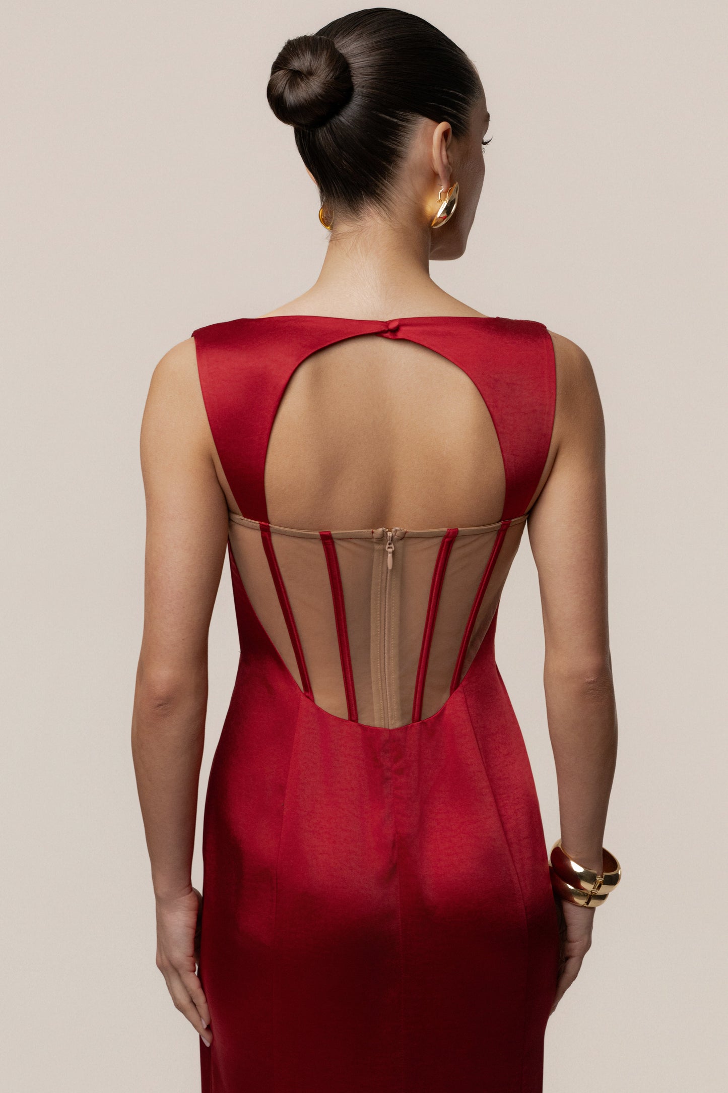 Red Amour Satin Maxi Dress
