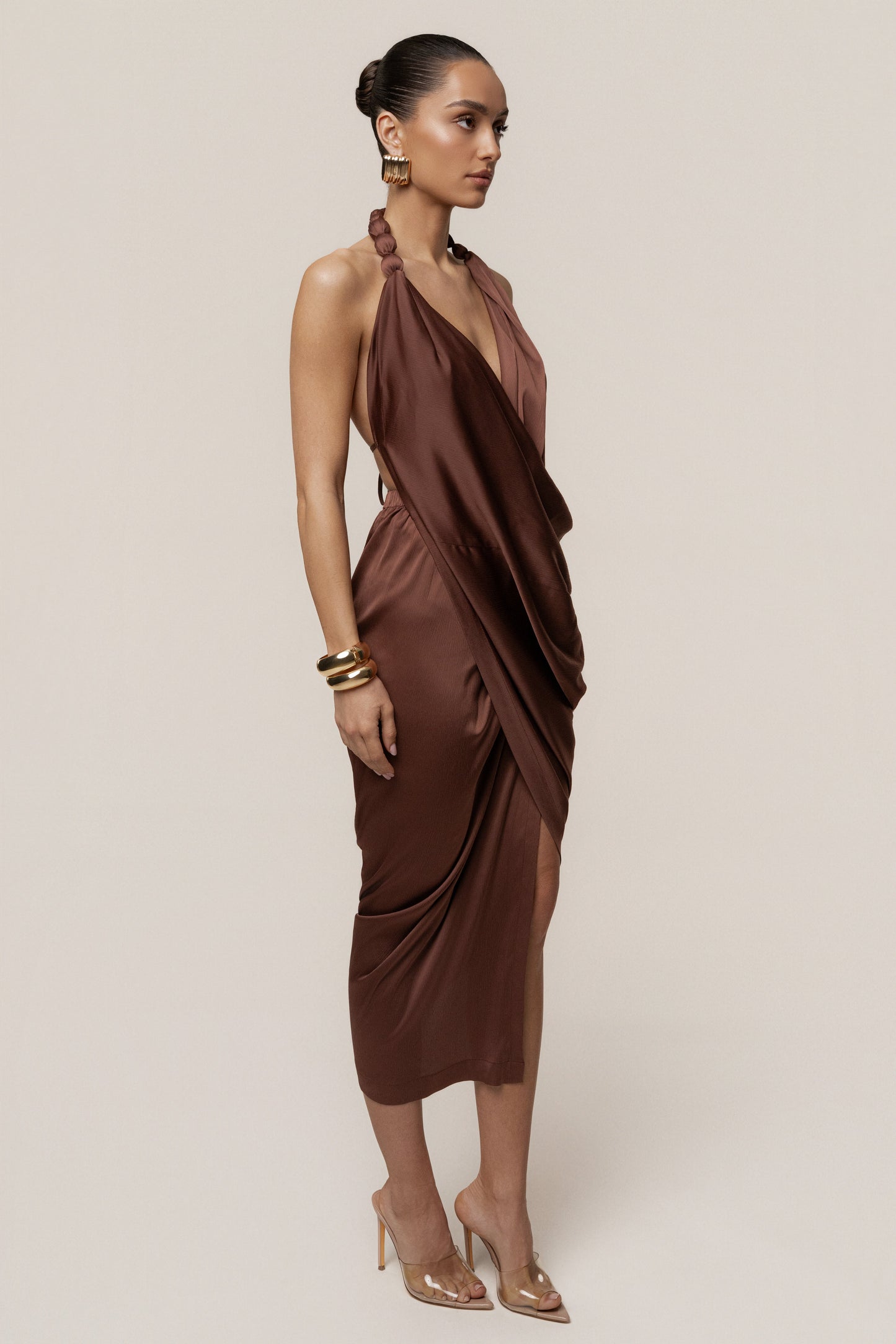 Brown  Dolce Drape Dress