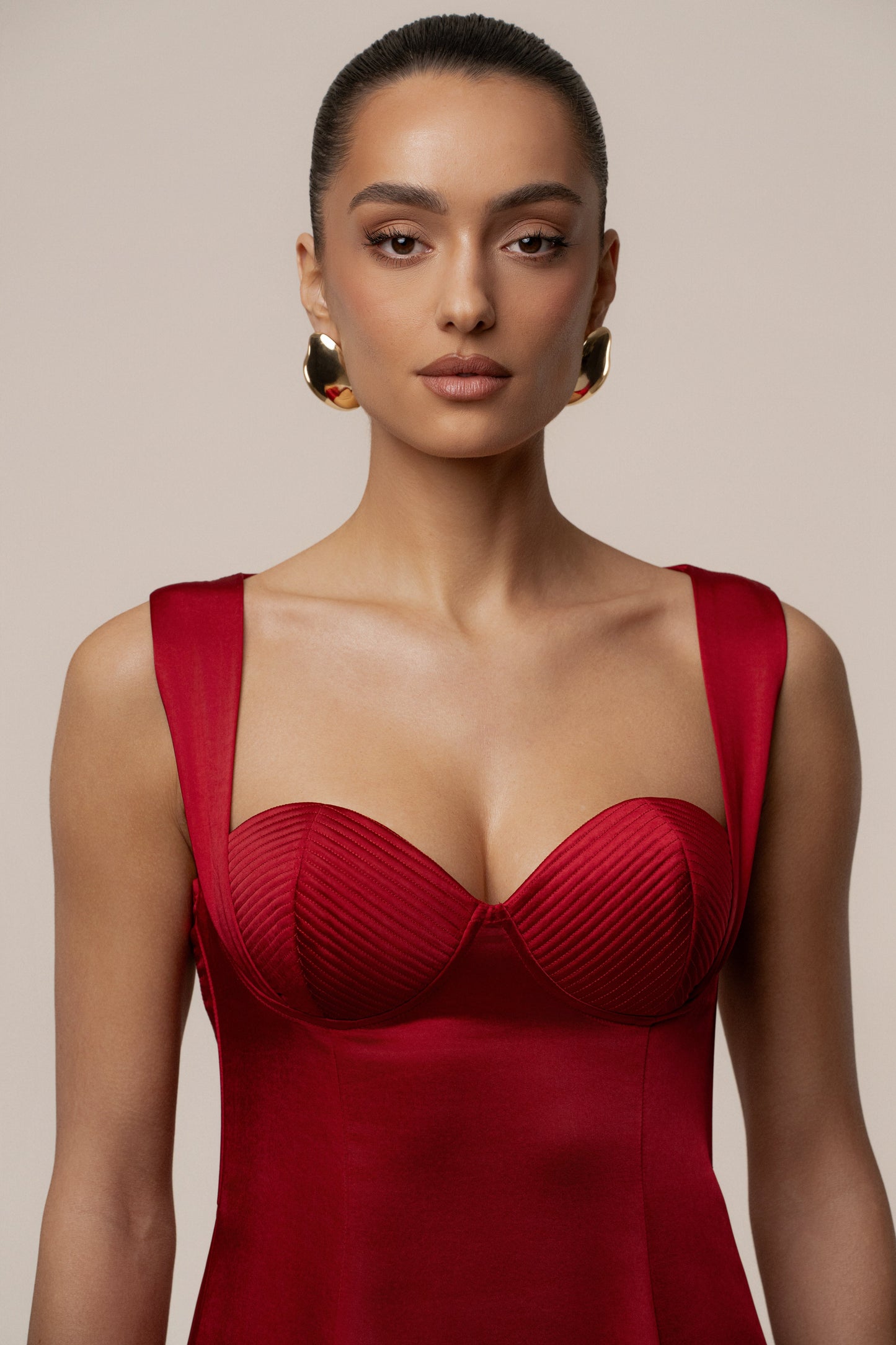 Red Amour Satin Maxi Dress