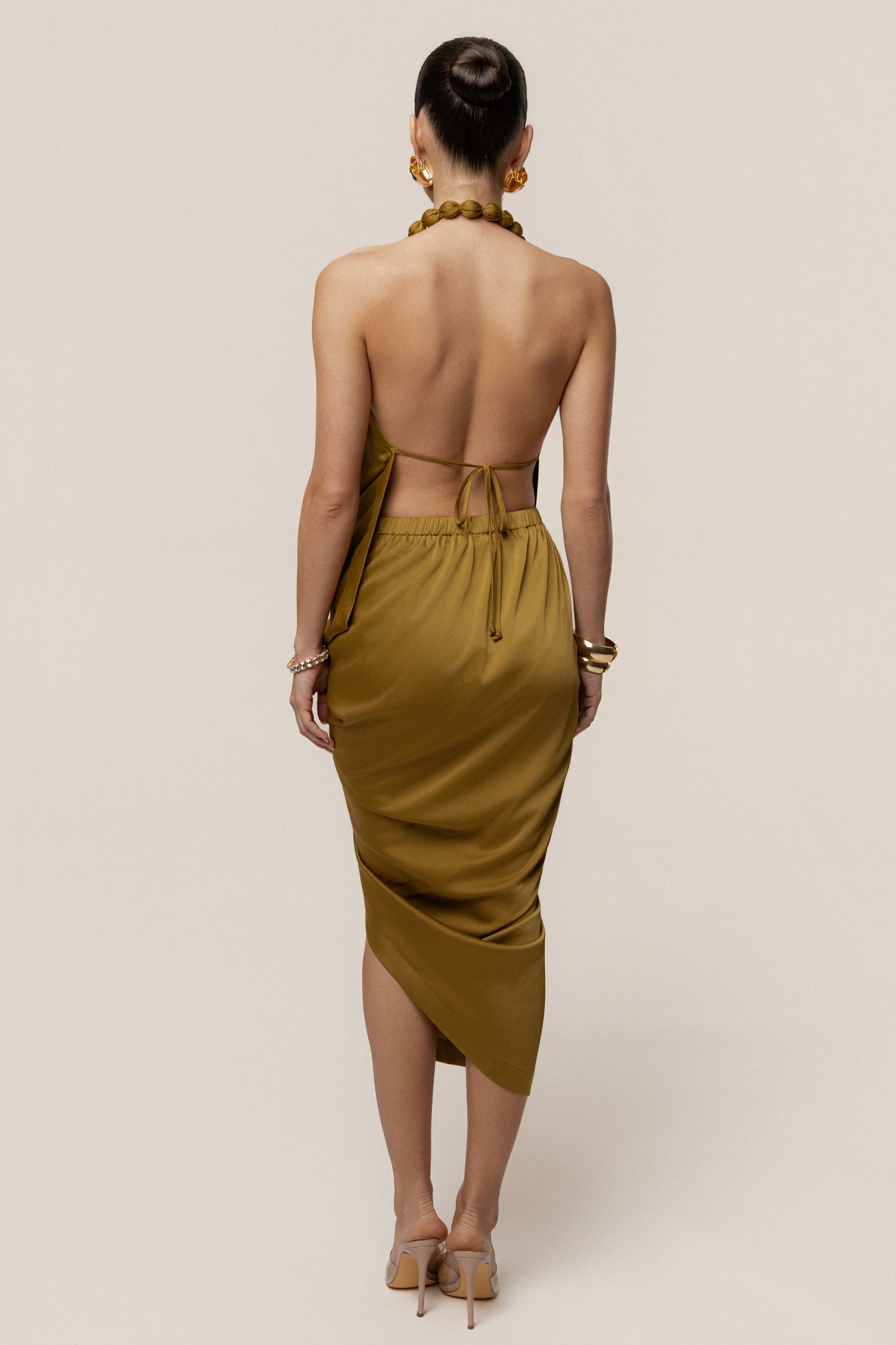 Lime Dolce Drape Dress
