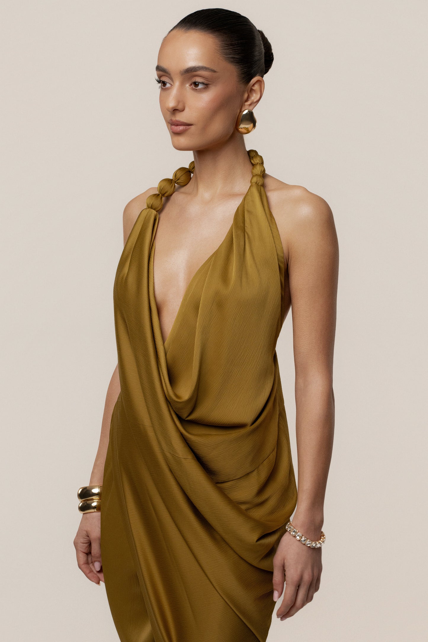 Lime Dolce Drape Dress