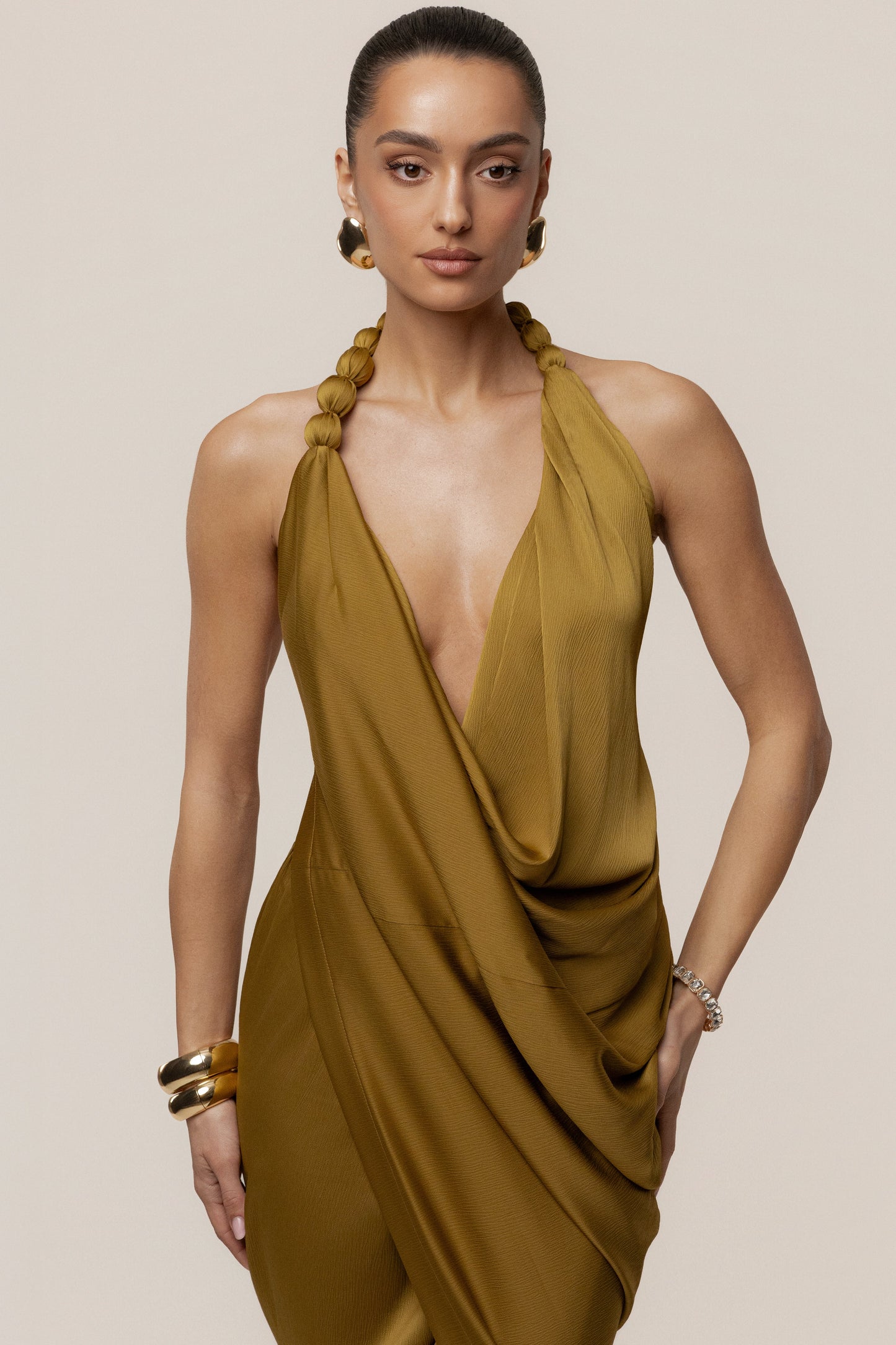Lime Dolce Drape Dress