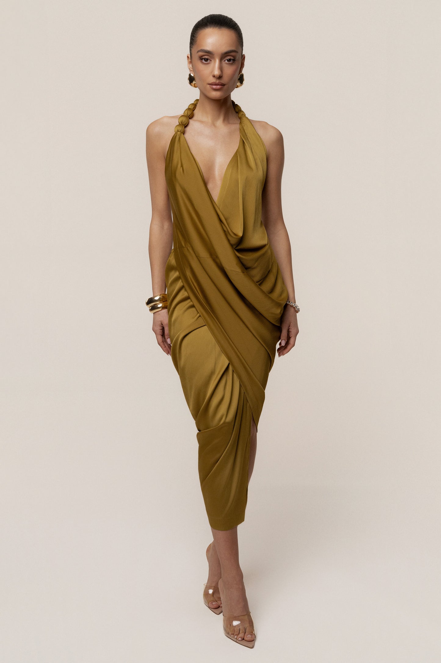 Lime Dolce Drape Dress