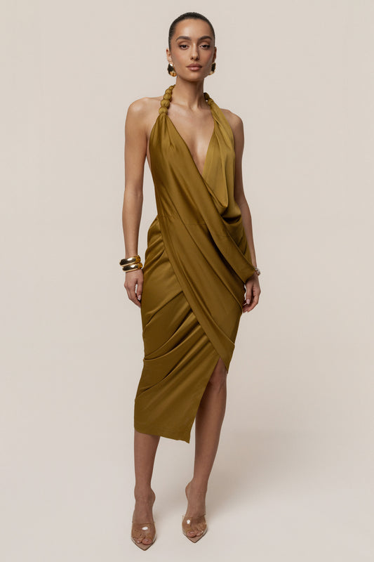 Lime Dolce Drape Dress
