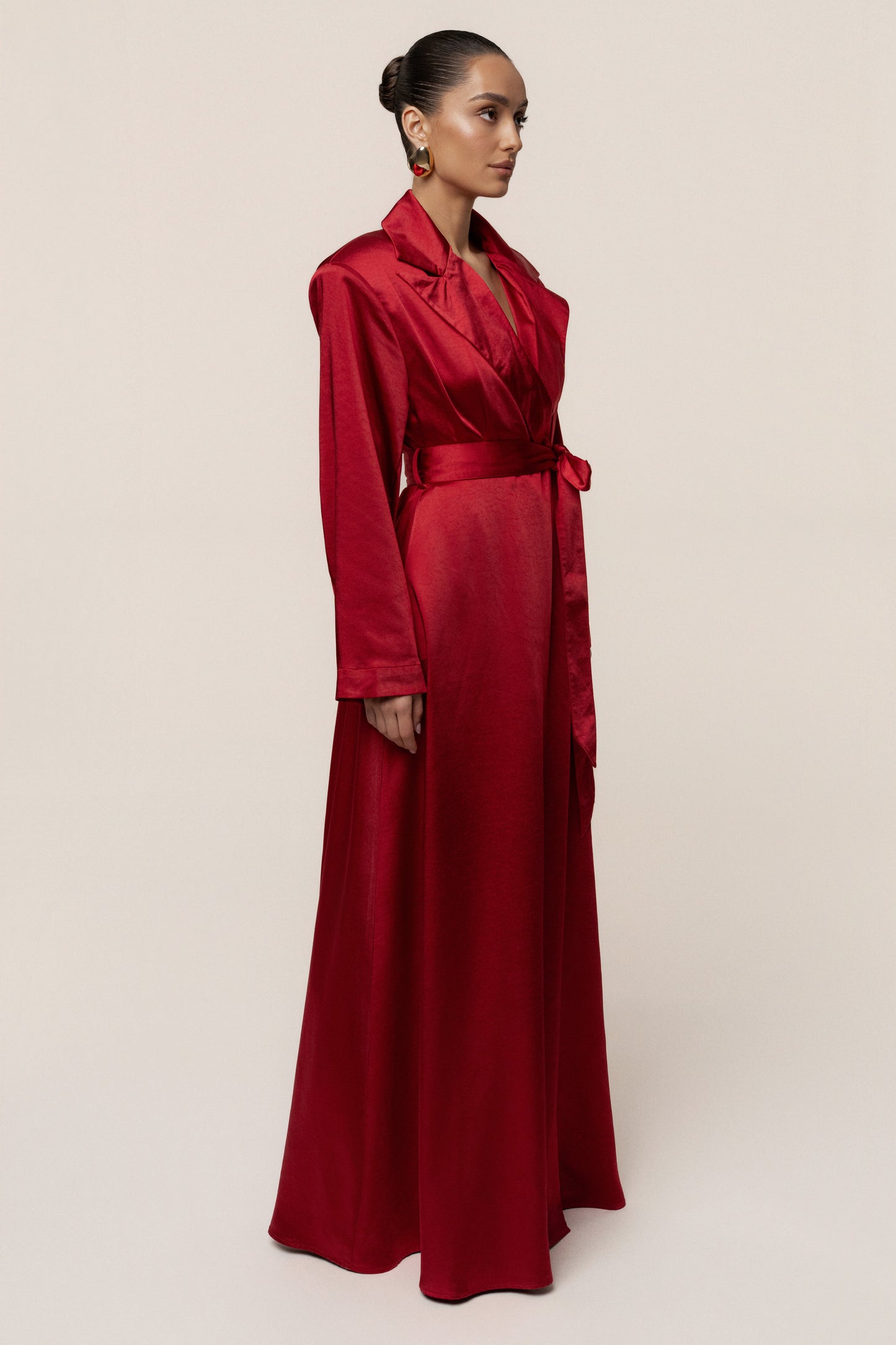 Burgundy Satin Embrace Maxi Dress