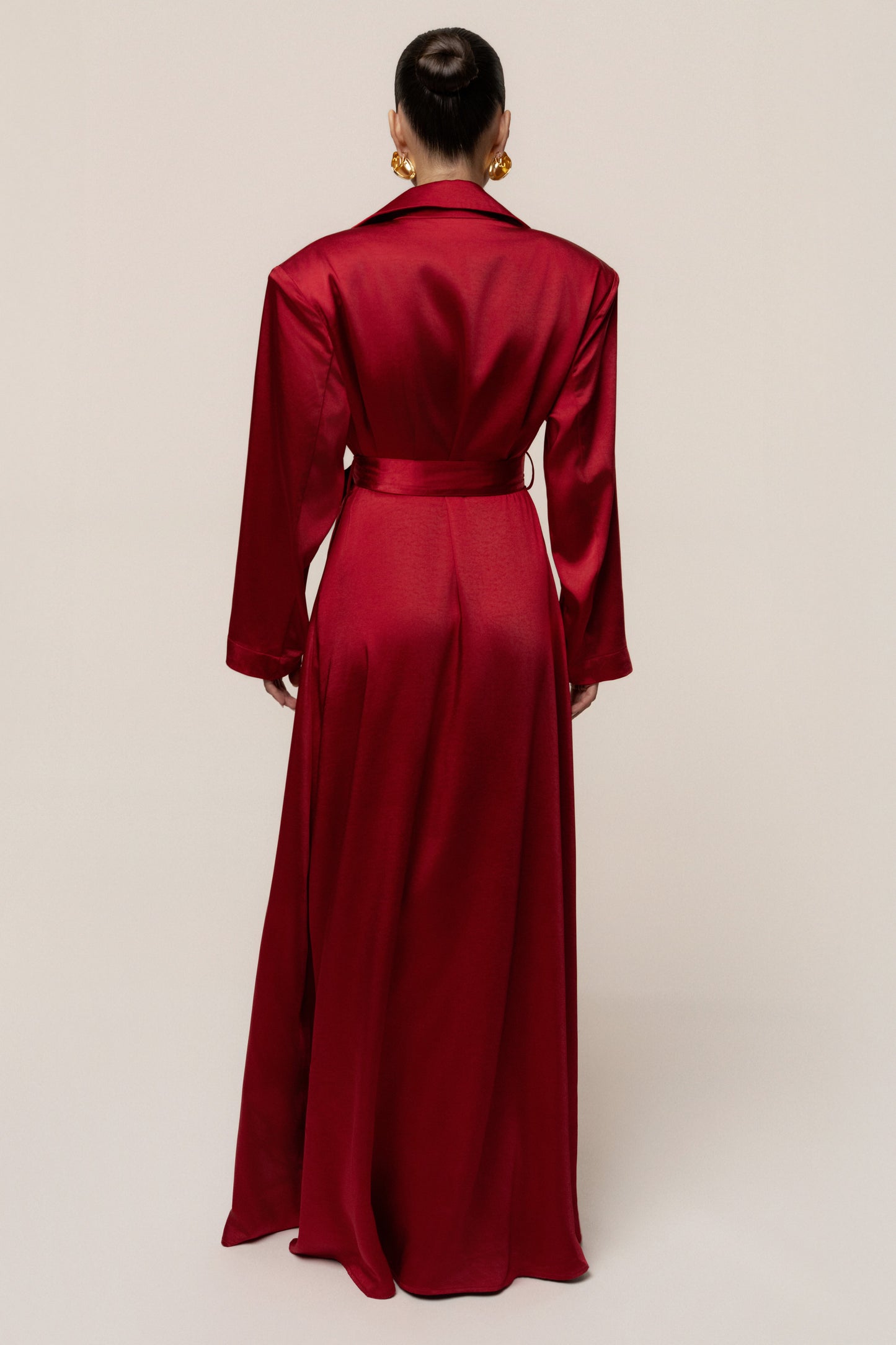 Burgundy Satin Embrace Maxi Dress