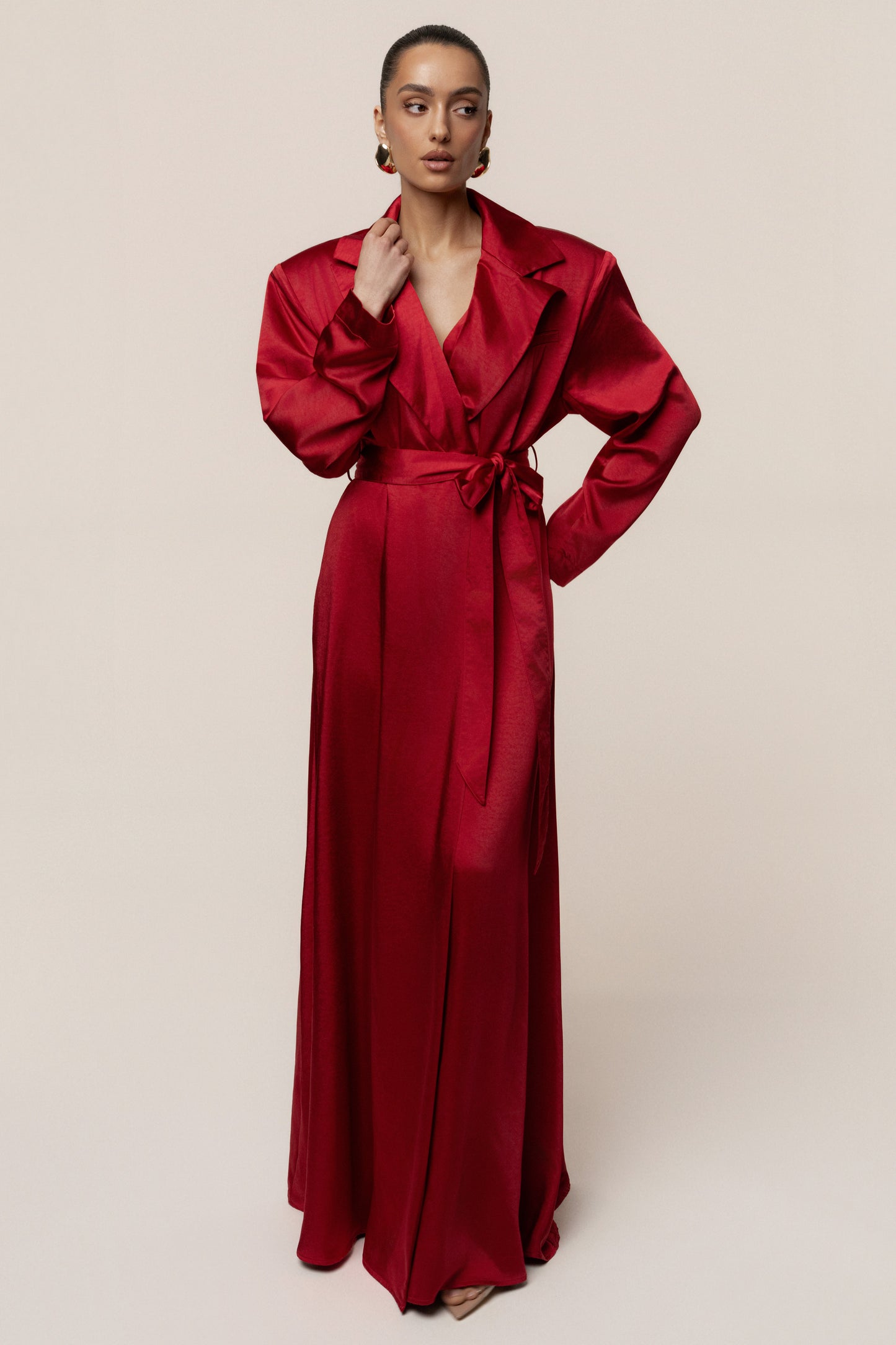 Burgundy Satin Embrace Maxi Dress
