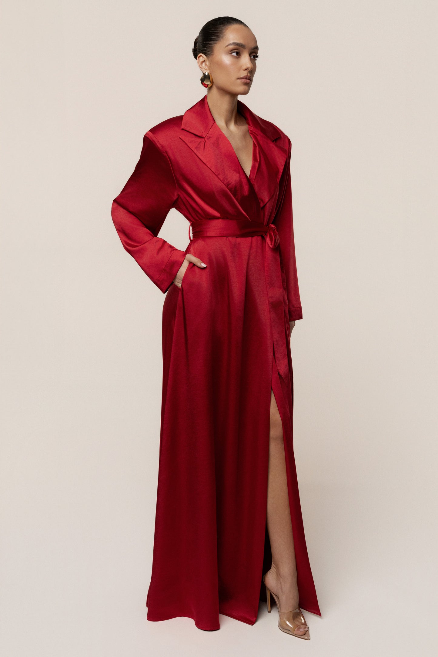 Burgundy Satin Embrace Maxi Dress