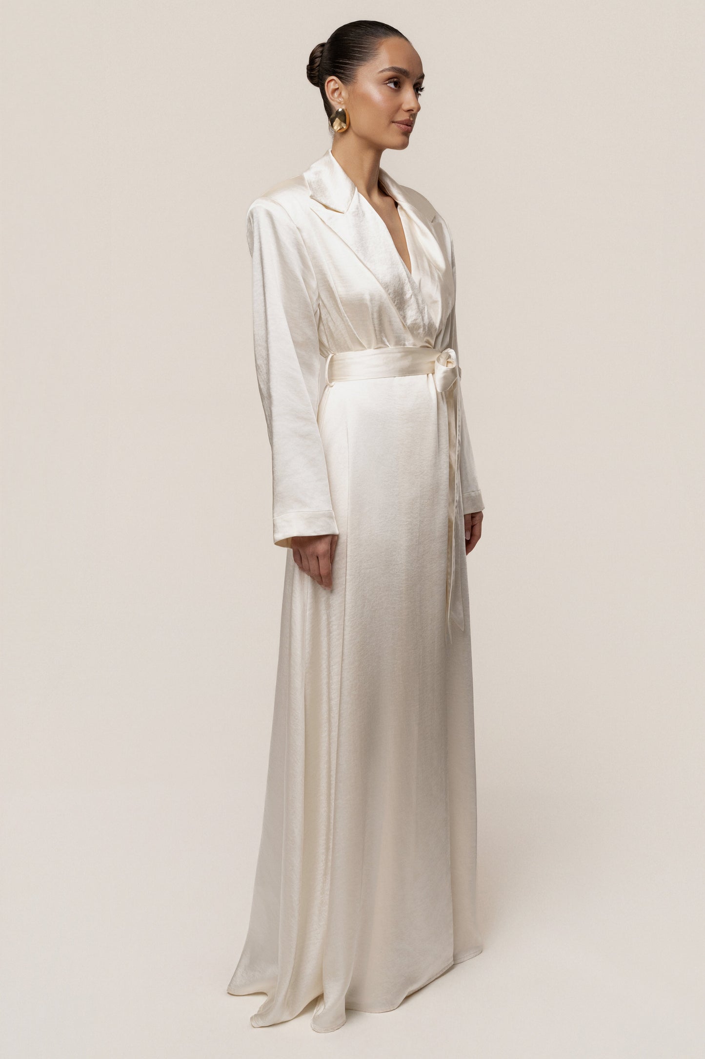 Ivory Satin Embrace Maxi Dress