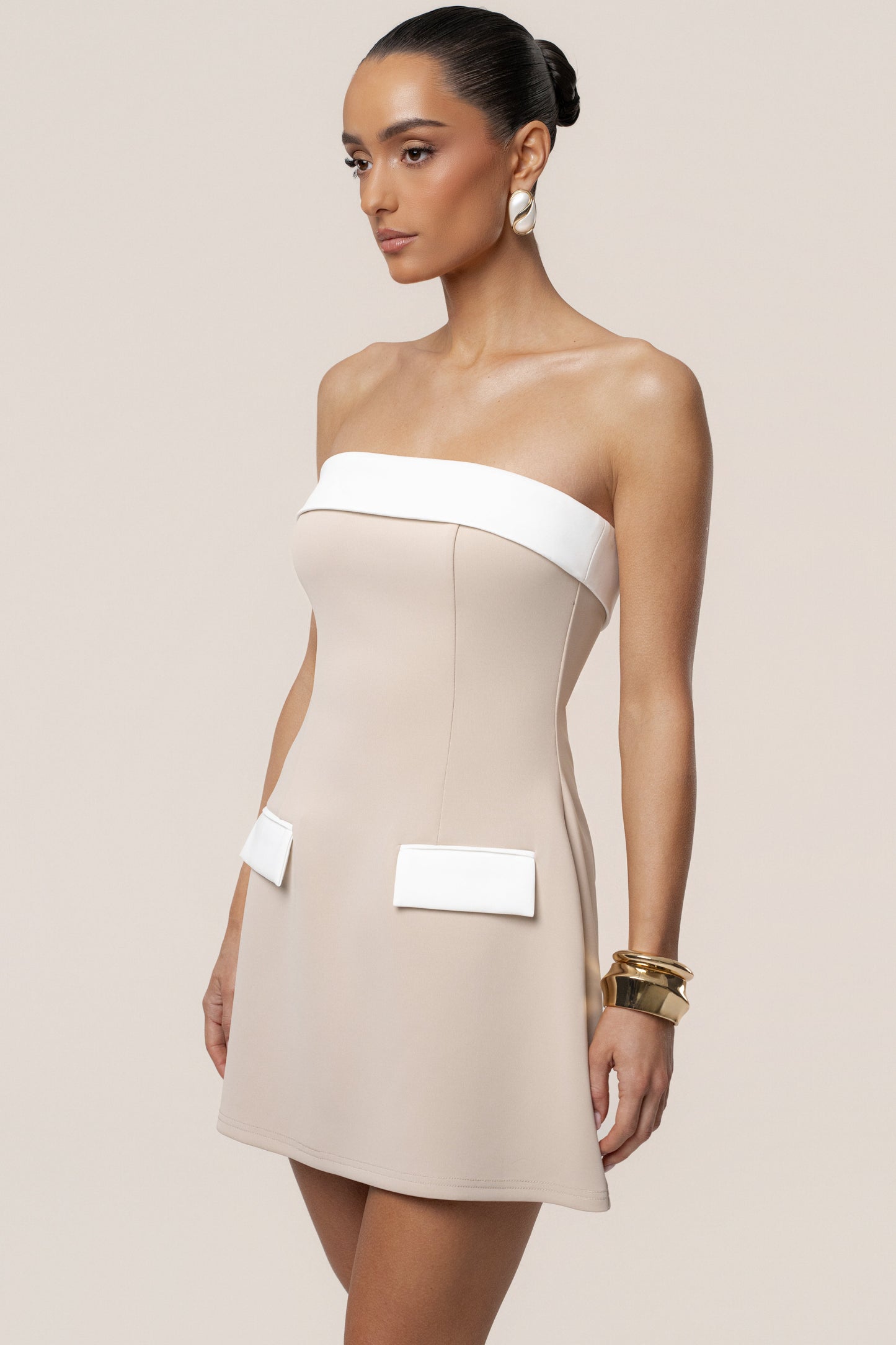 Beige Midnight Toast Mini Dress
