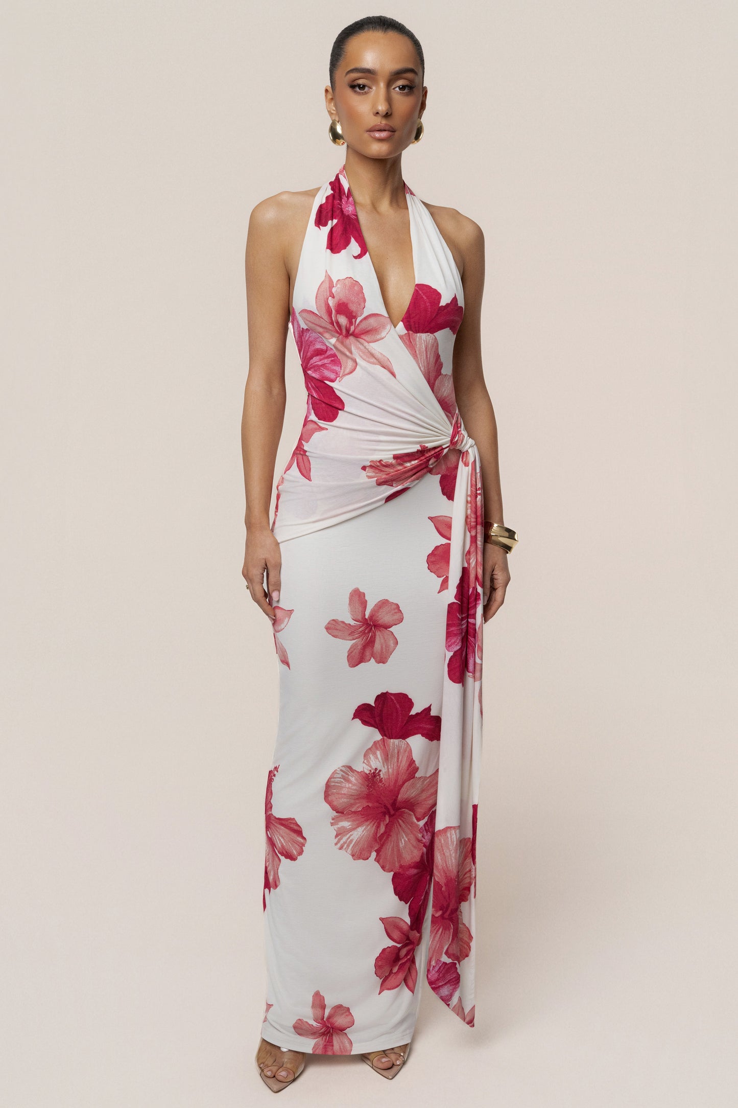 Red Floral Island Blossom Maxi Dress
