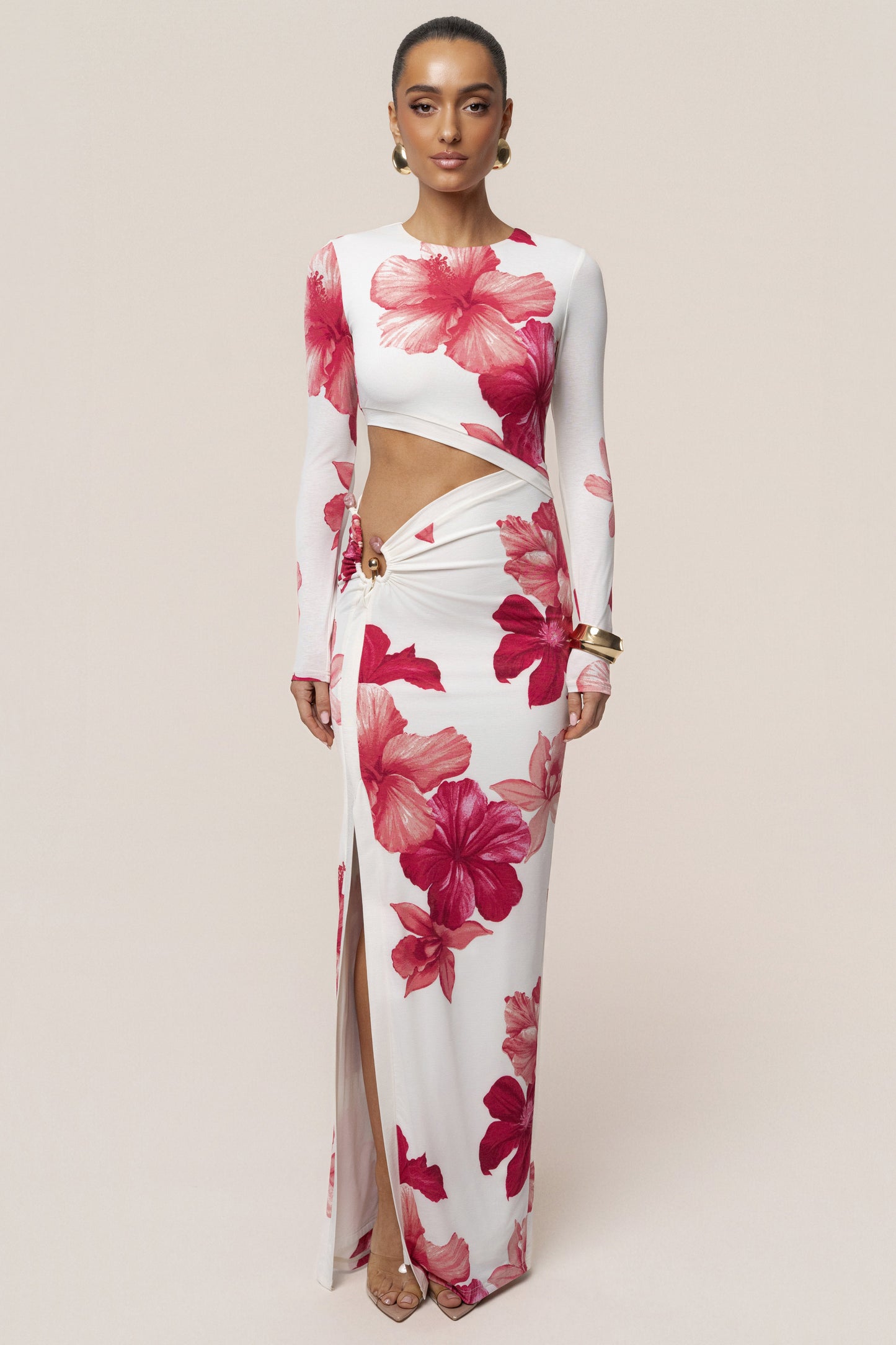 Red Floral Garden Oasis Maxi Dress