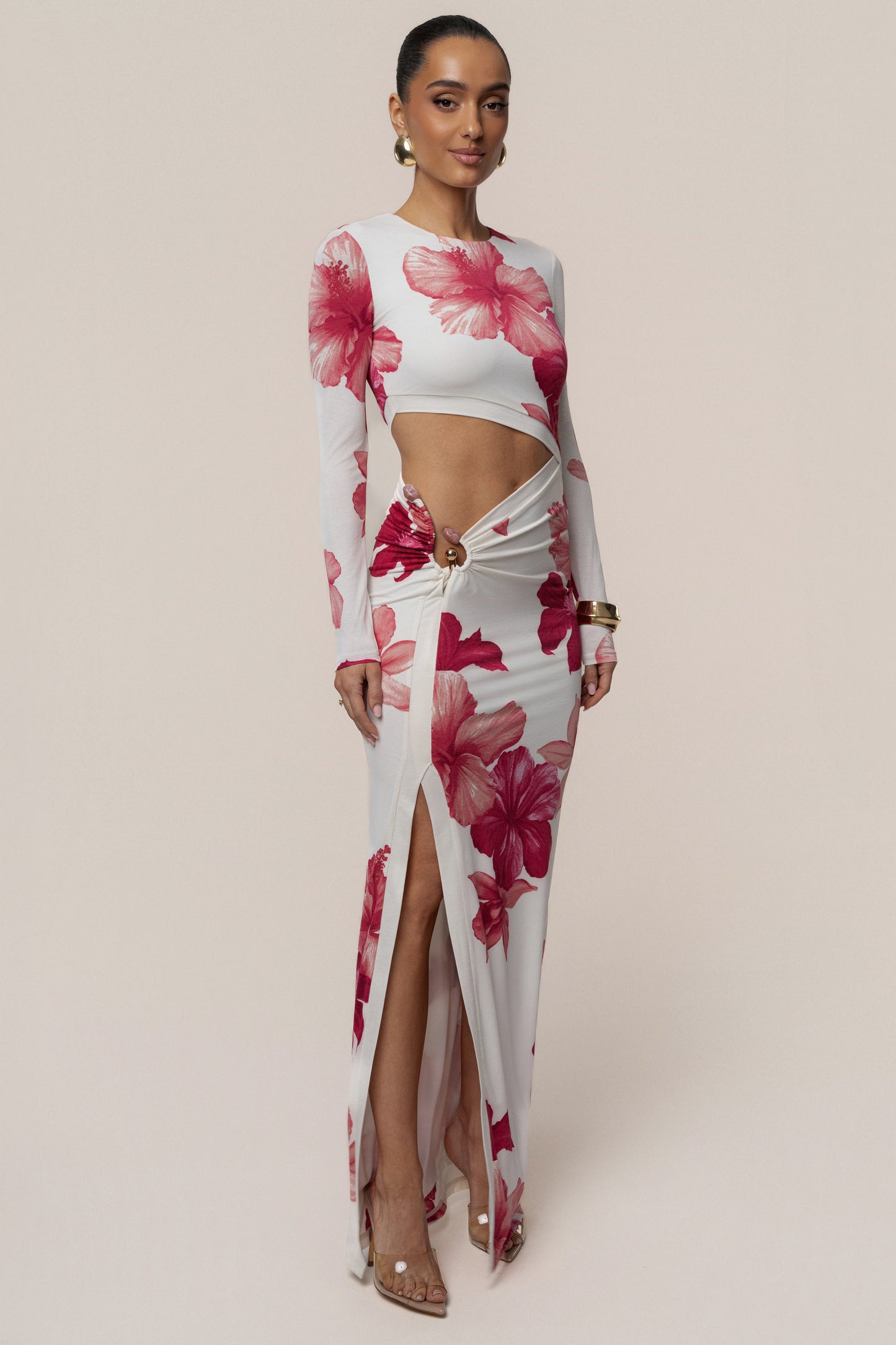 Red Floral Garden Oasis Maxi Dress