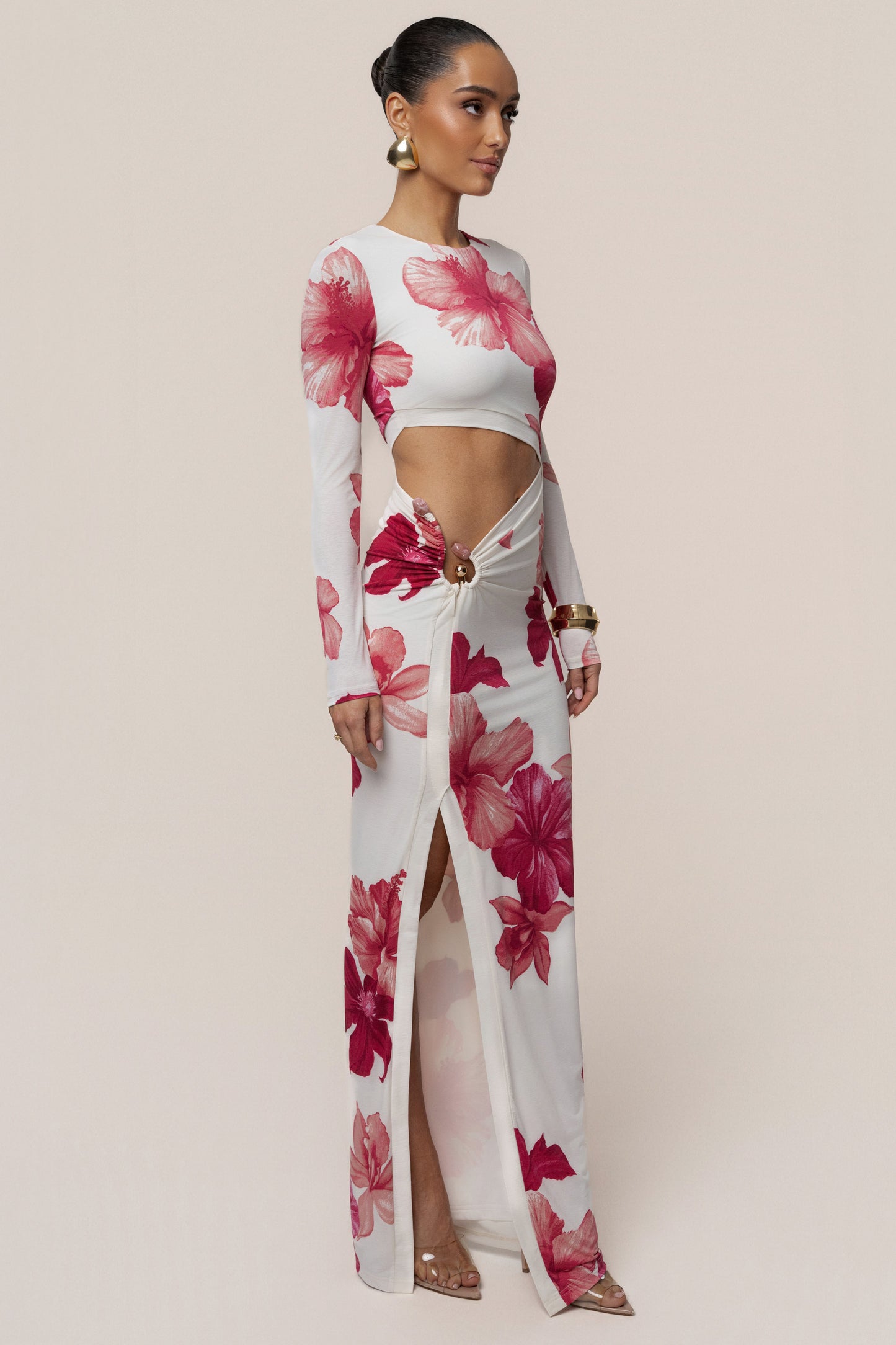 Red Floral Garden Oasis Maxi Dress