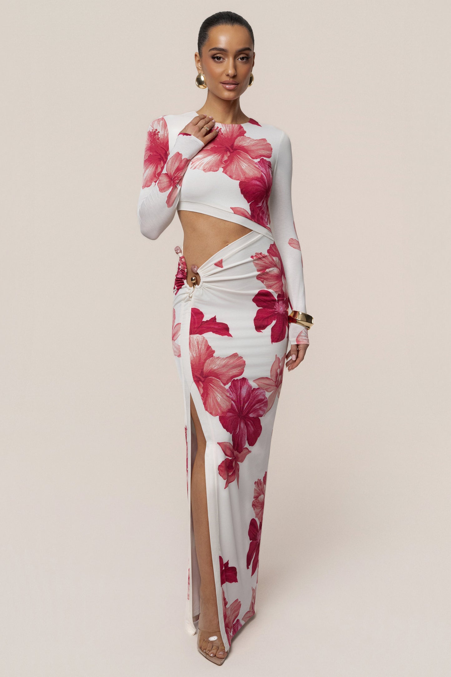 Red Floral Garden Oasis Maxi Dress