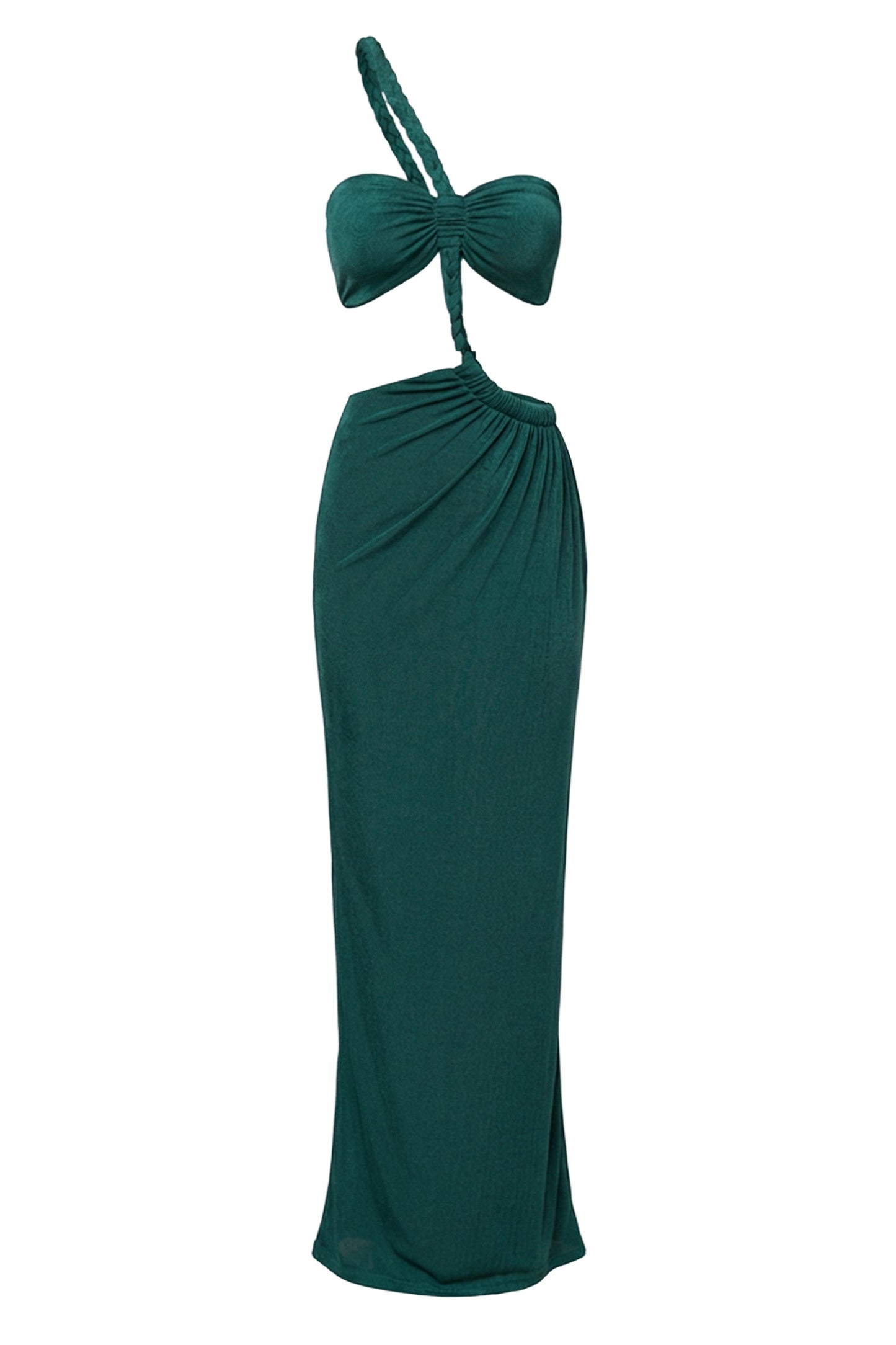 Green Ema One Shoulder Maxi Dress