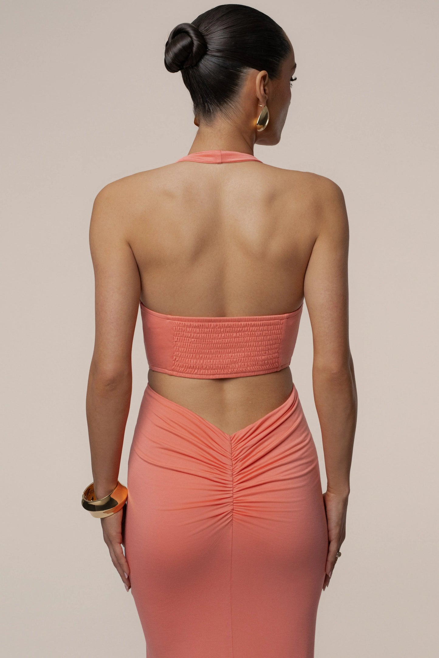 Coral Grand Evening Maxi Dress