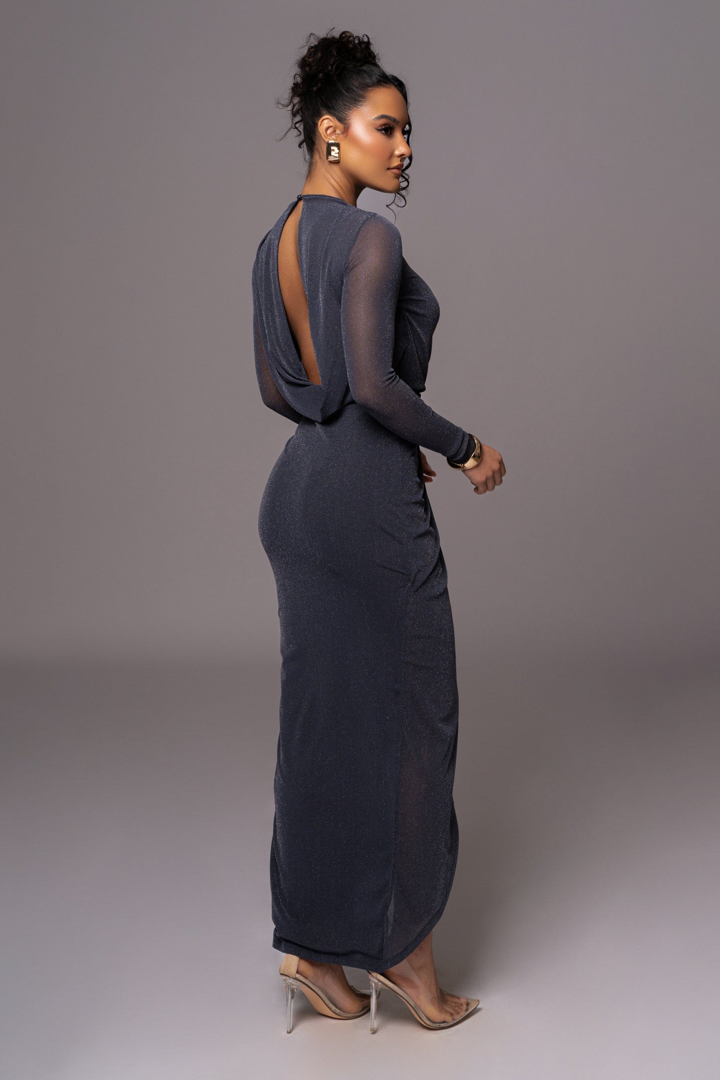 Blue Araceli Gathered Maxi Dress
