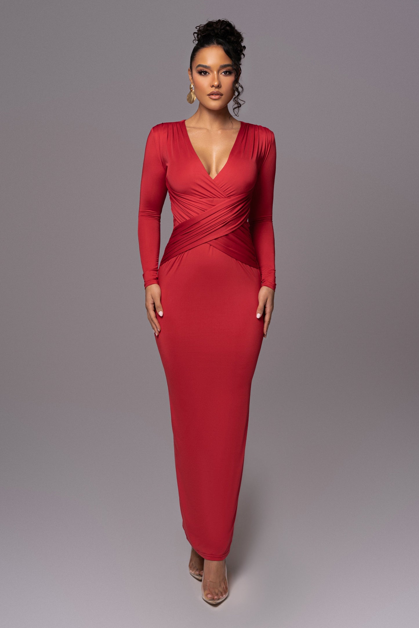 Red Rowan Plunge Maxi Dress