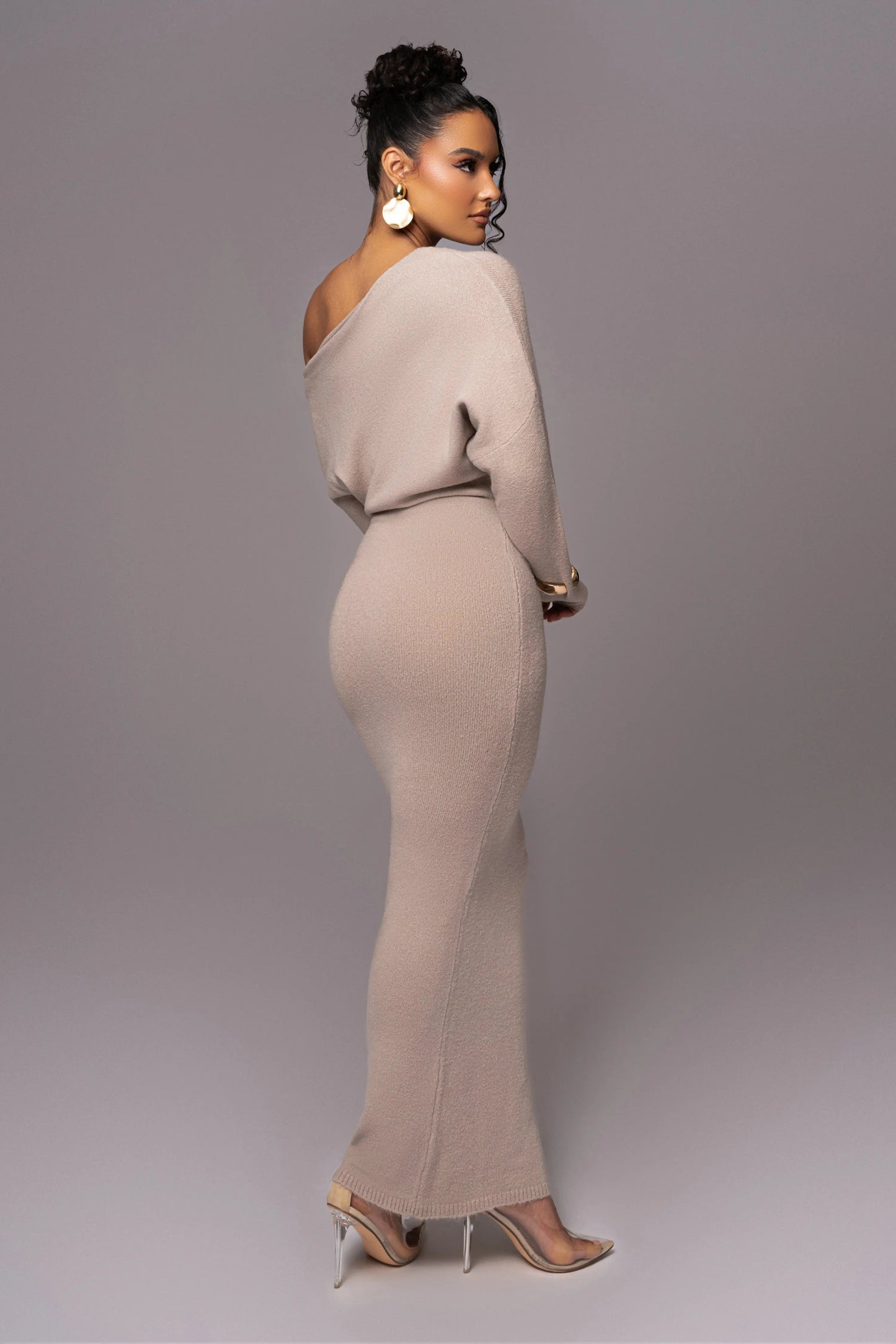Beige Maddux Asymmetrical Maxi Dress