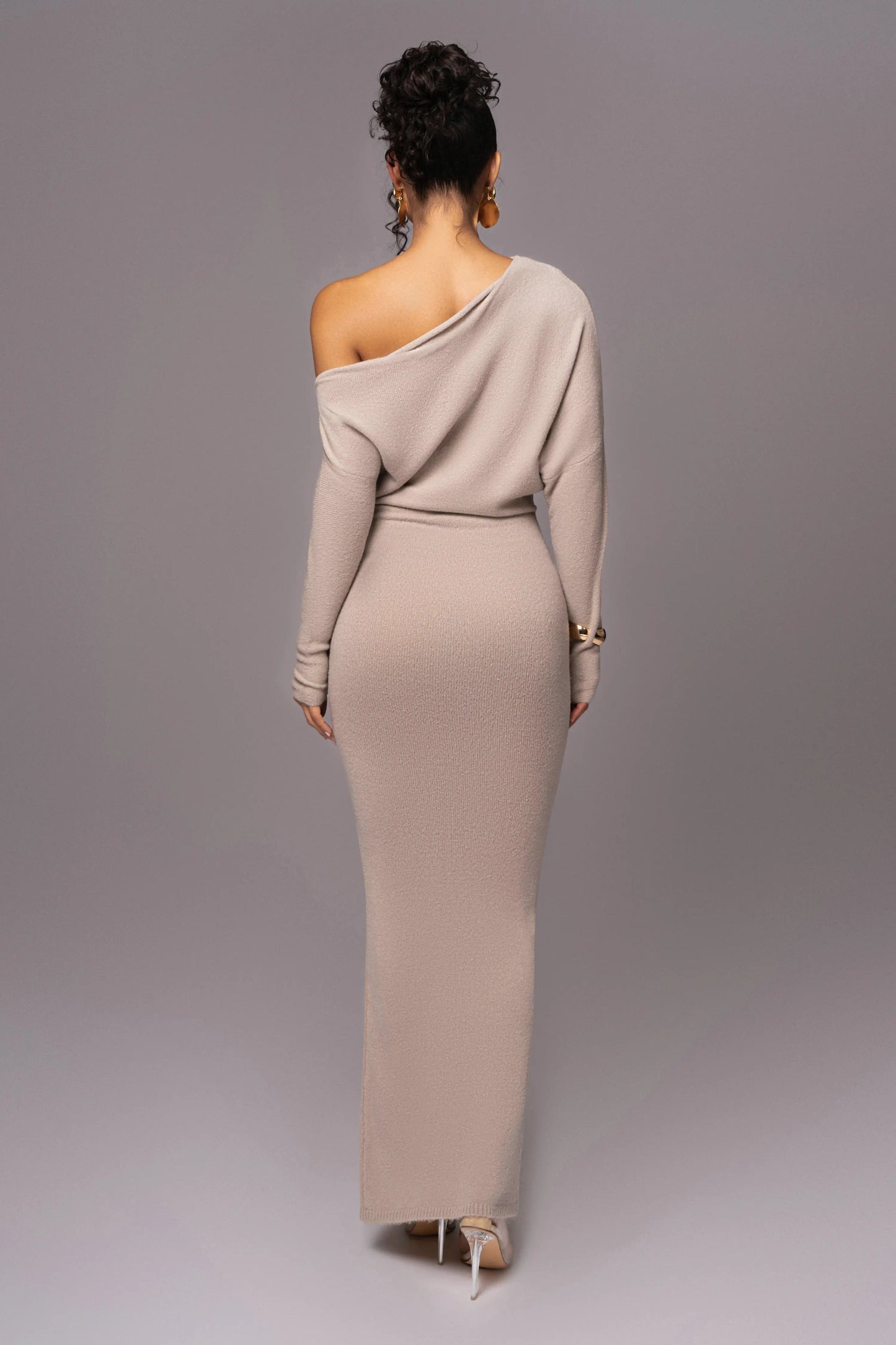 Beige Maddux Asymmetrical Maxi Dress
