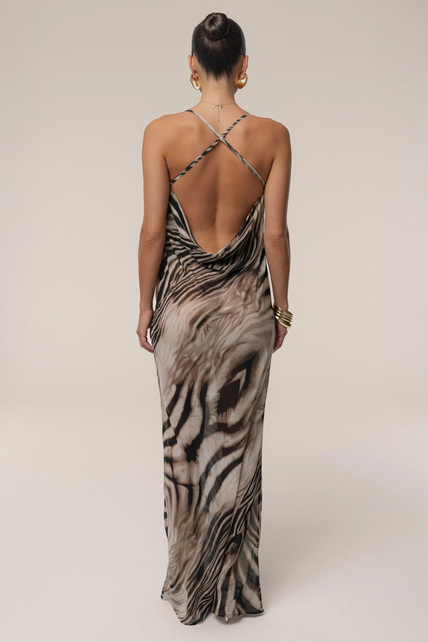 Brown Zebra Print Infinite Journey Maxi Dress