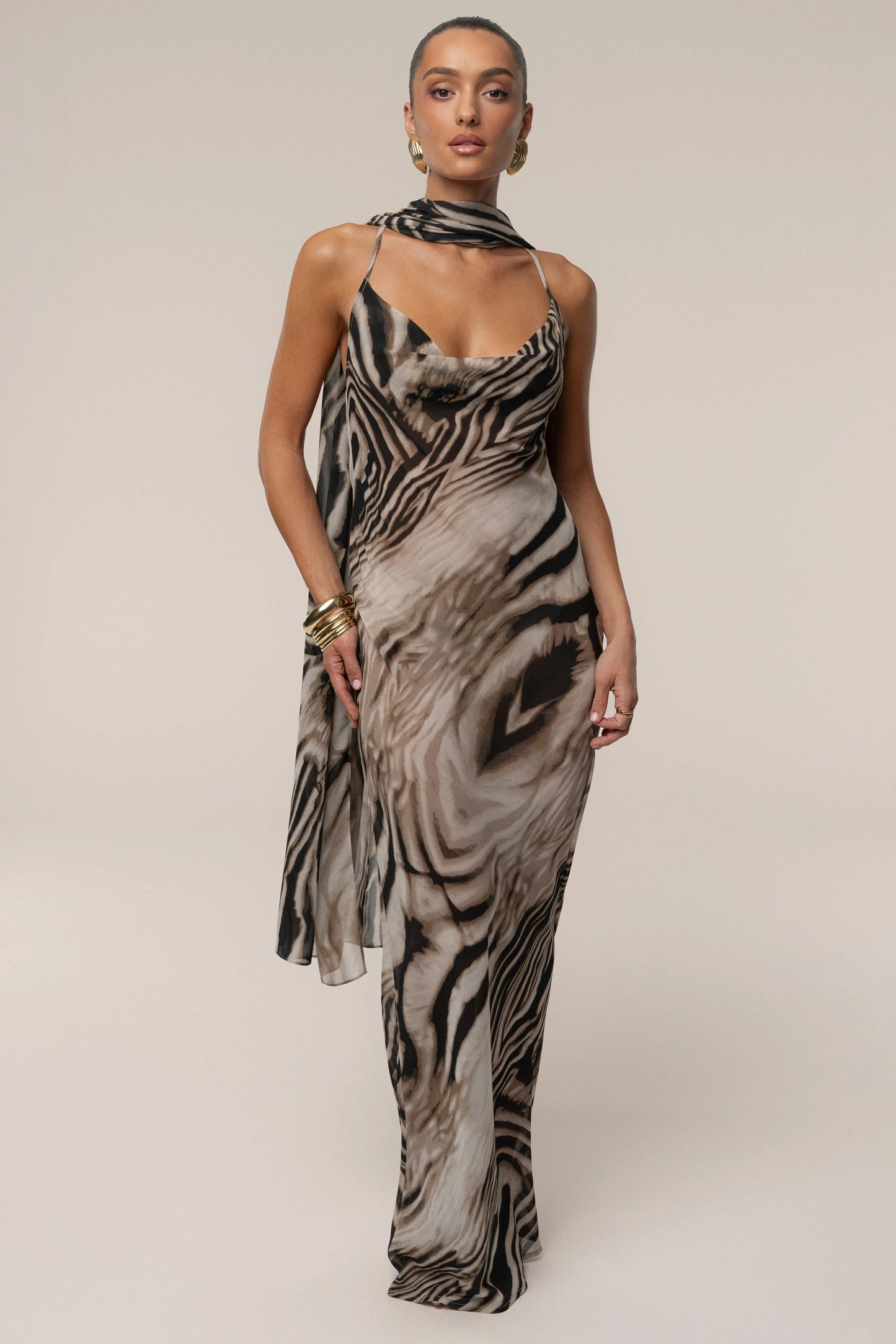 Brown Zebra Print Infinite Journey Maxi Dress