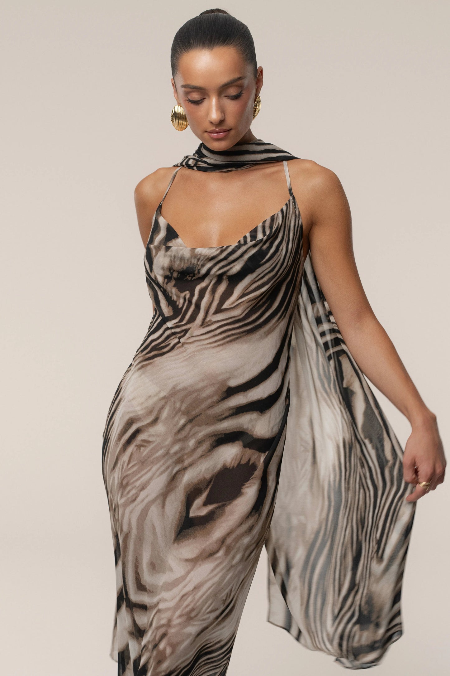 Brown Zebra Print Infinite Journey Maxi Dress